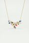 Blueberry, firefly and round cut stone statement necklace