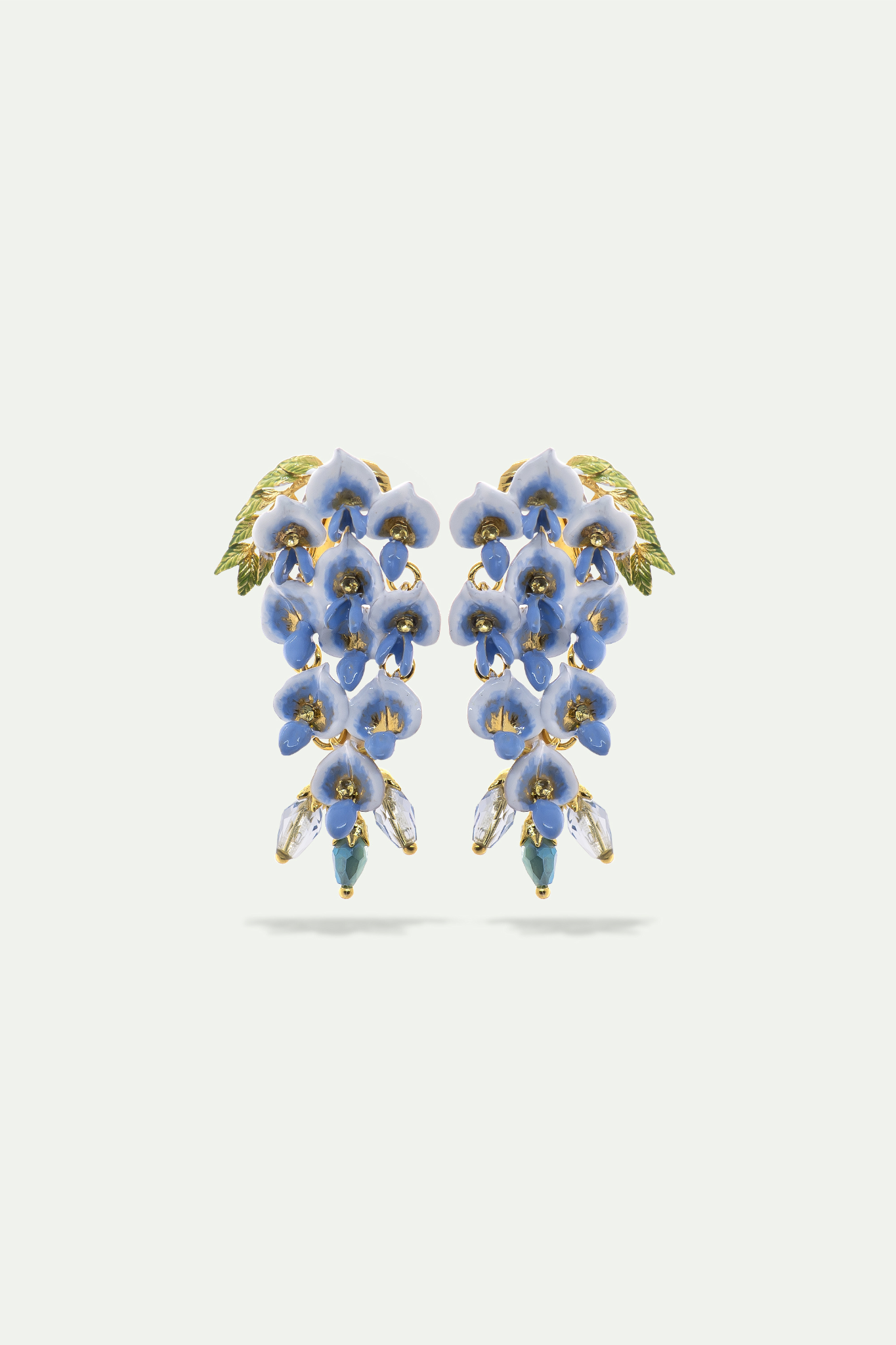 Boucles d'oreilles fleurs de glycine et perle de verre facetté 