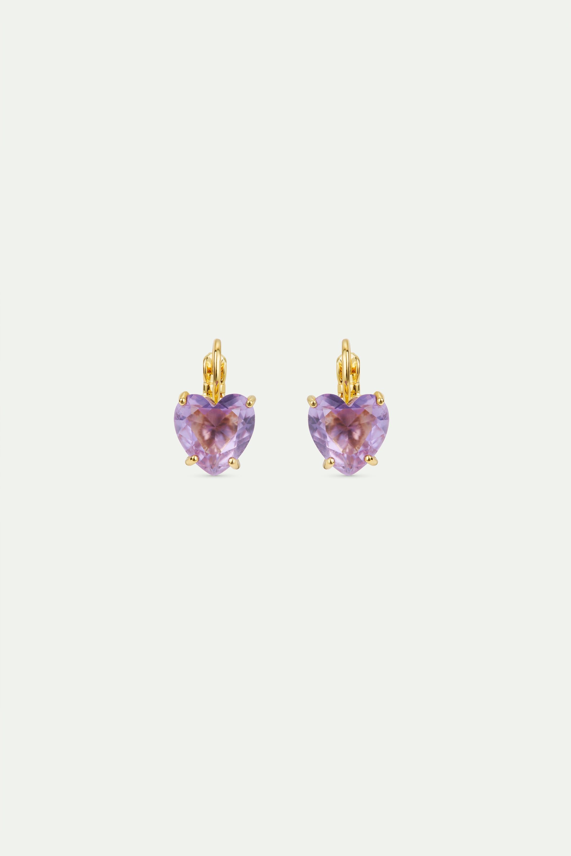 Lavender Diamantine heart-shaped stone earrings