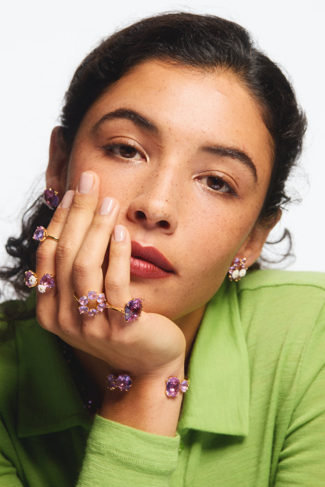 Anillo solitario piedra cuadrada La Diamantine lavanda