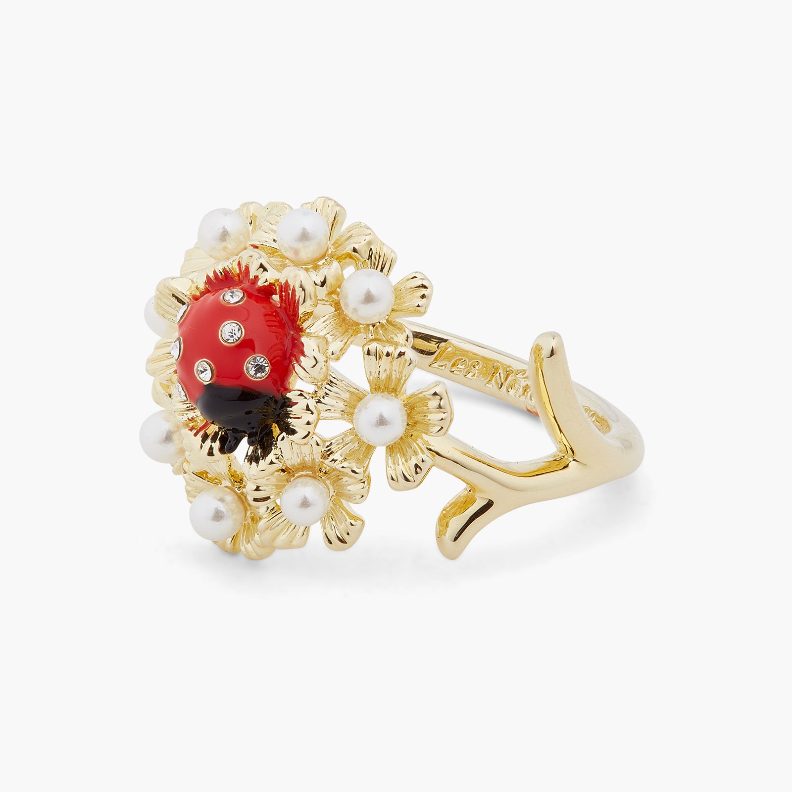 Ladybird and wood anemone cocktail ring