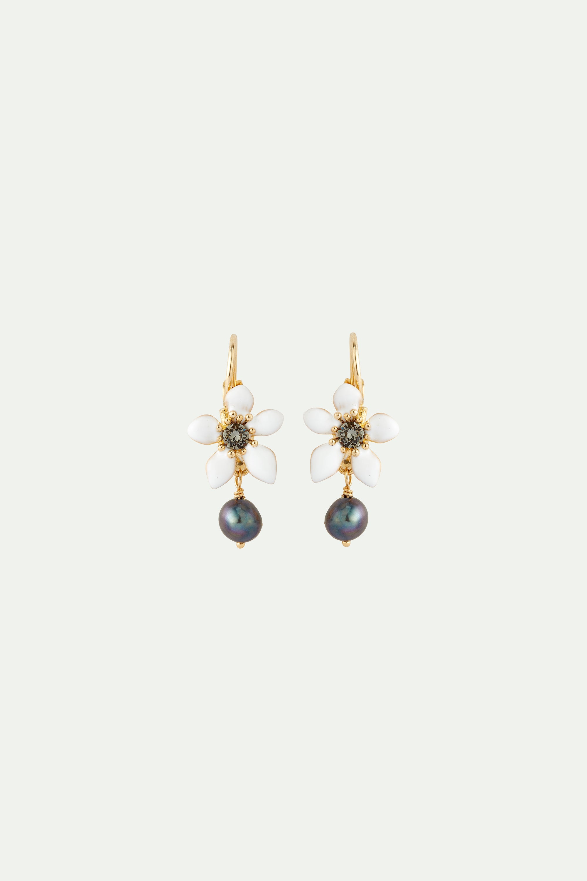 Boucles d'Oreilles Dormeuses Renoncule et Perle de Culture