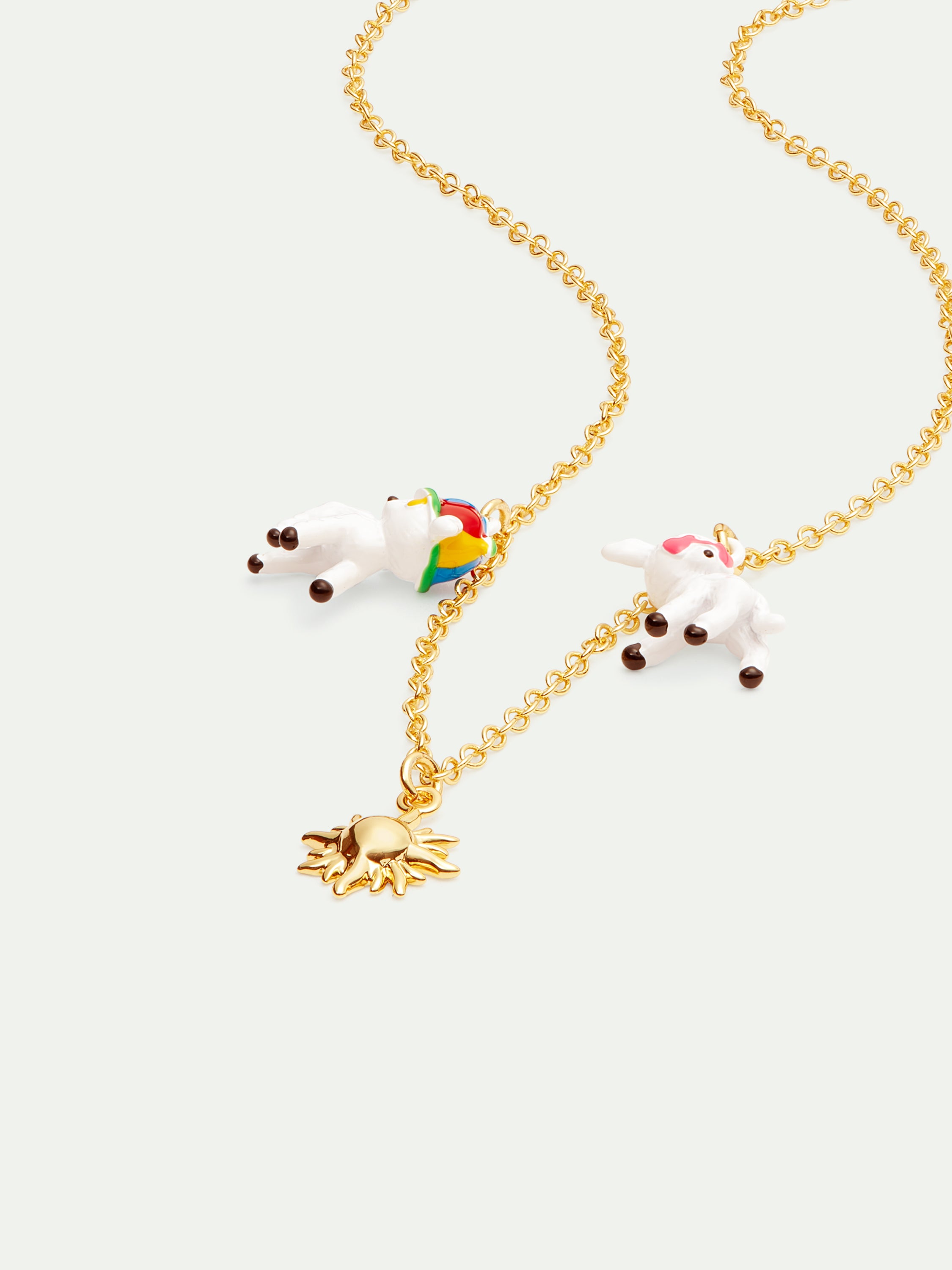 Sun and lamb pendant necklace