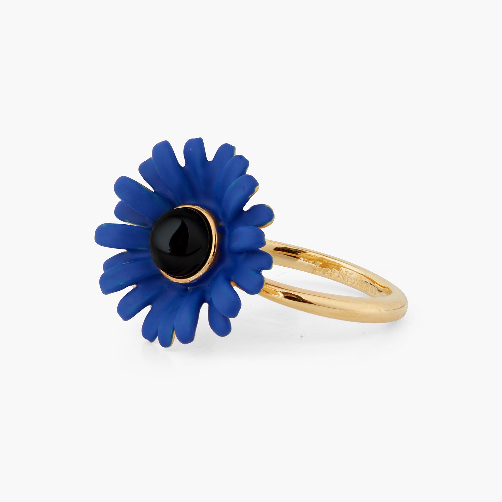 Anillo ajustable gerbera azul cobalto