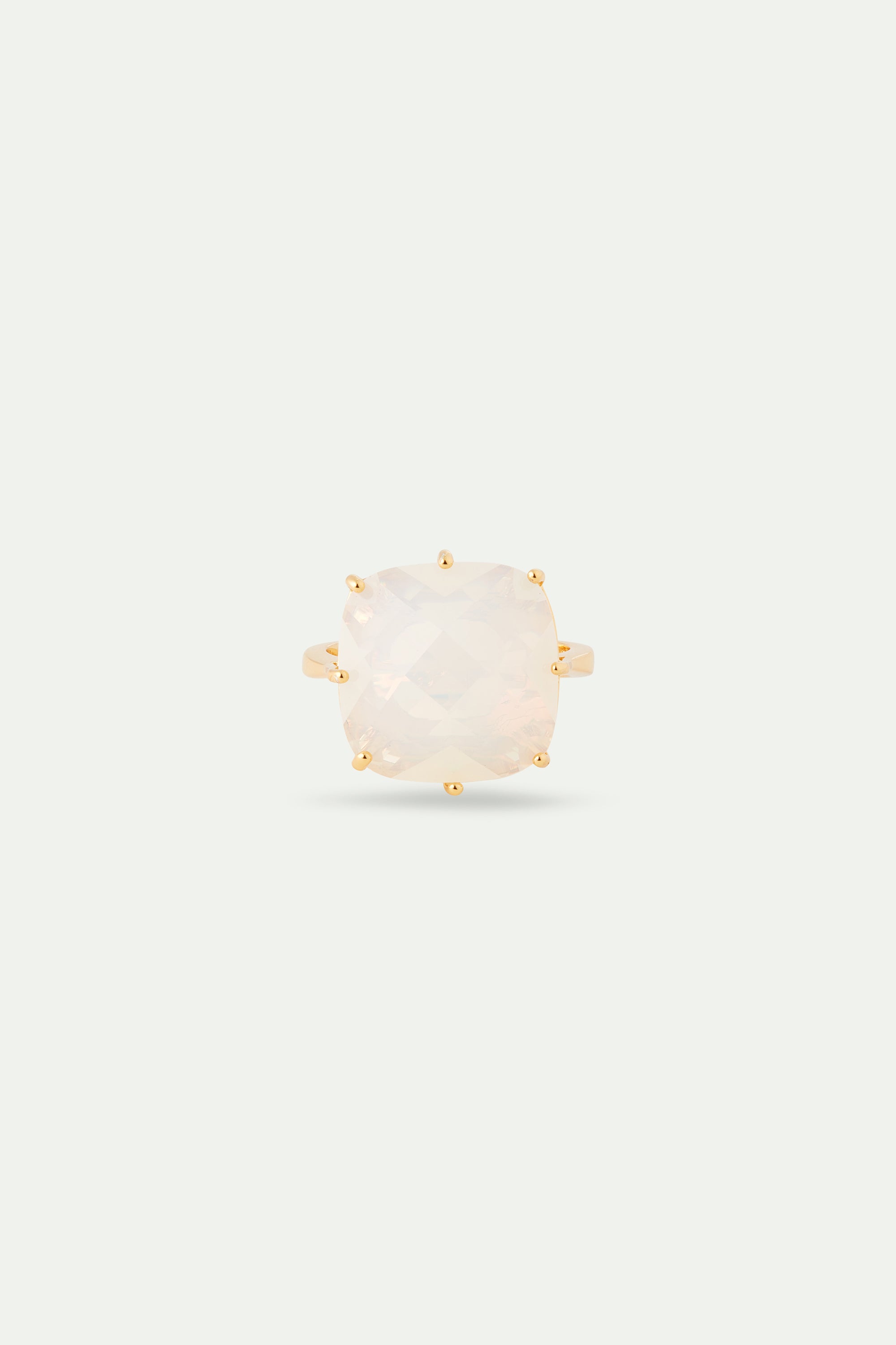 Bague solitaire pierre carrée La Diamantine blanc opalescent