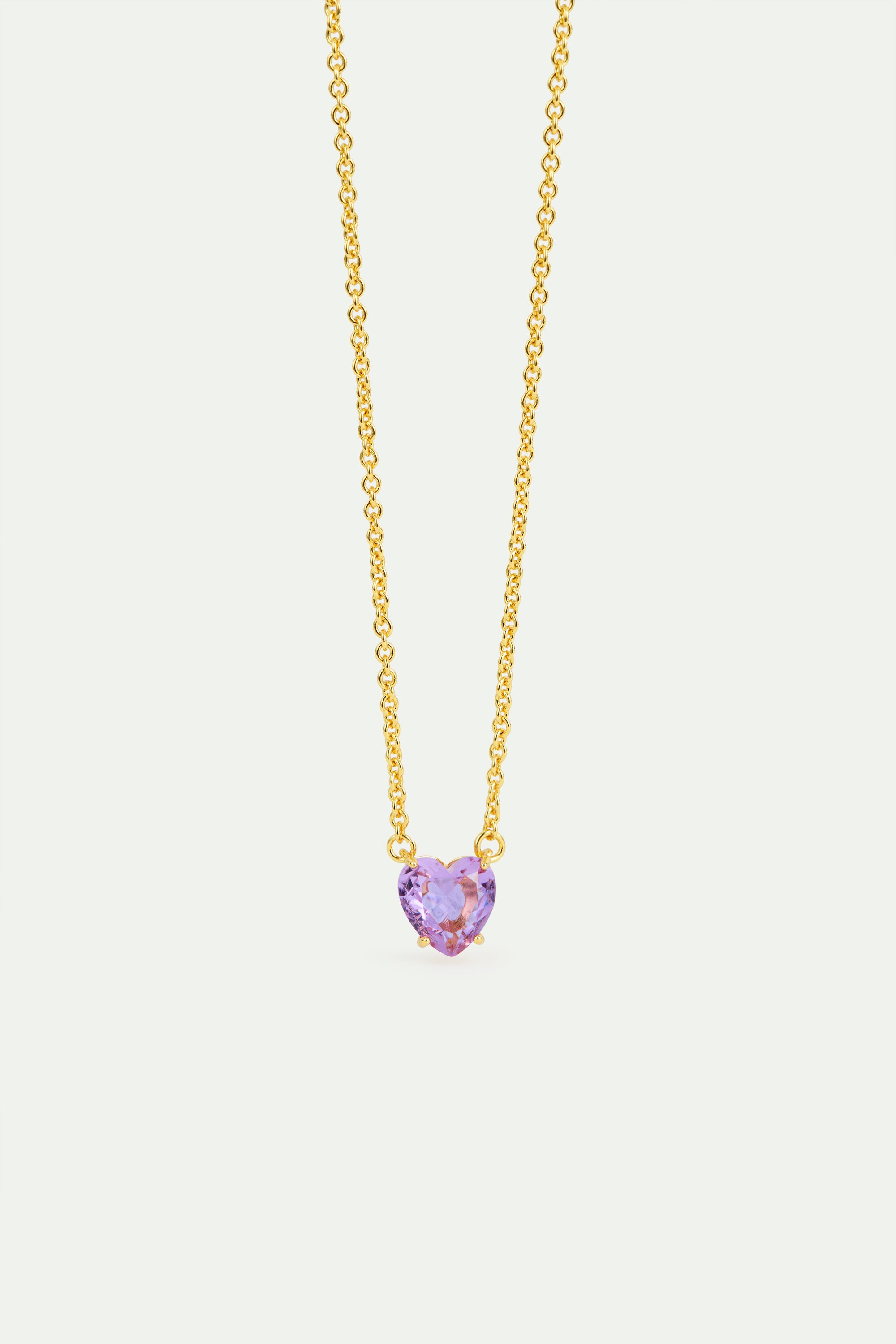 Fine lavender diamantine heart-shaped stone necklace