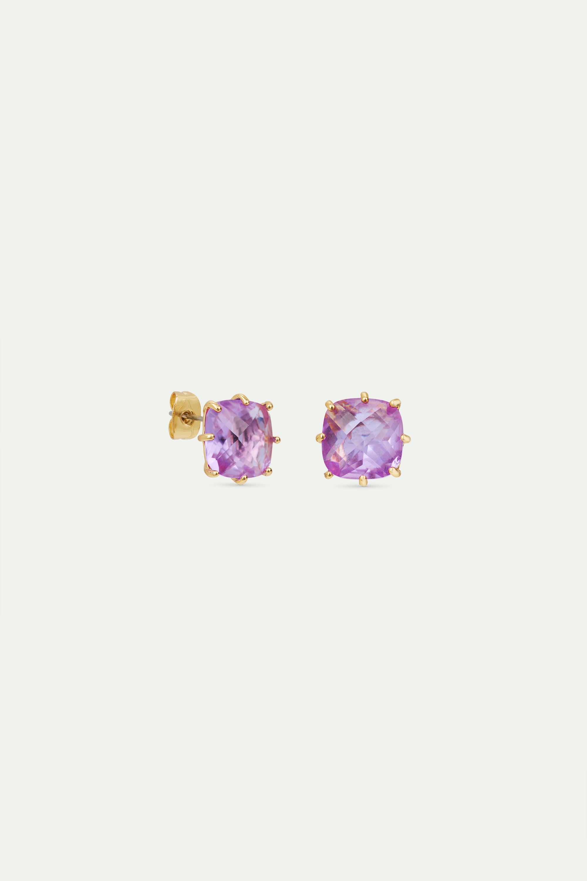 Lavender Diamantine square stone earrings