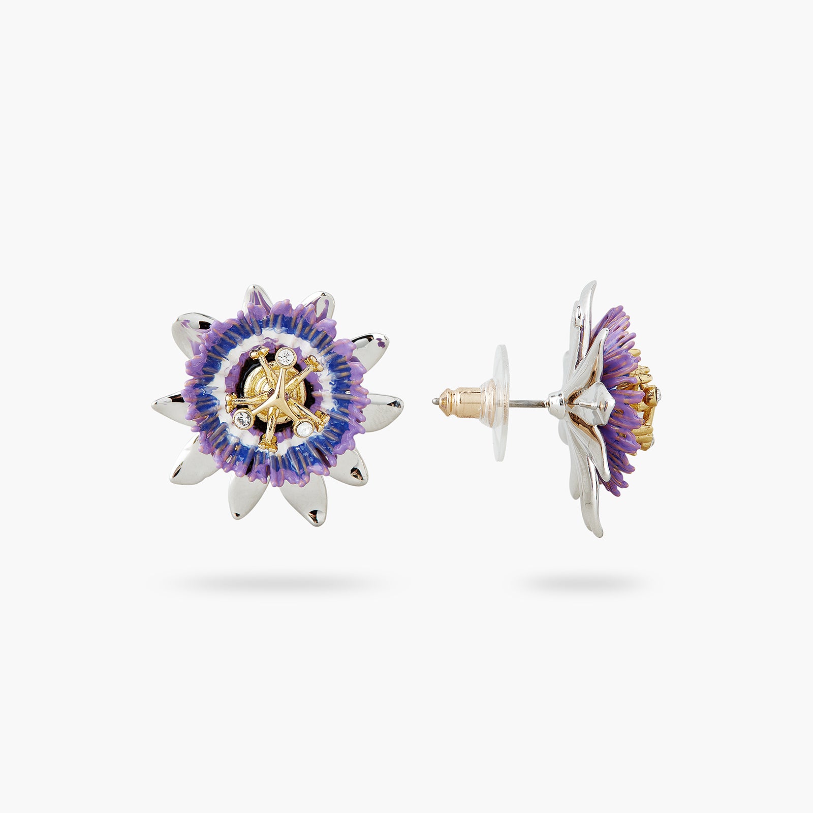 Boucles d'oreilles tiges fleur de passiflore