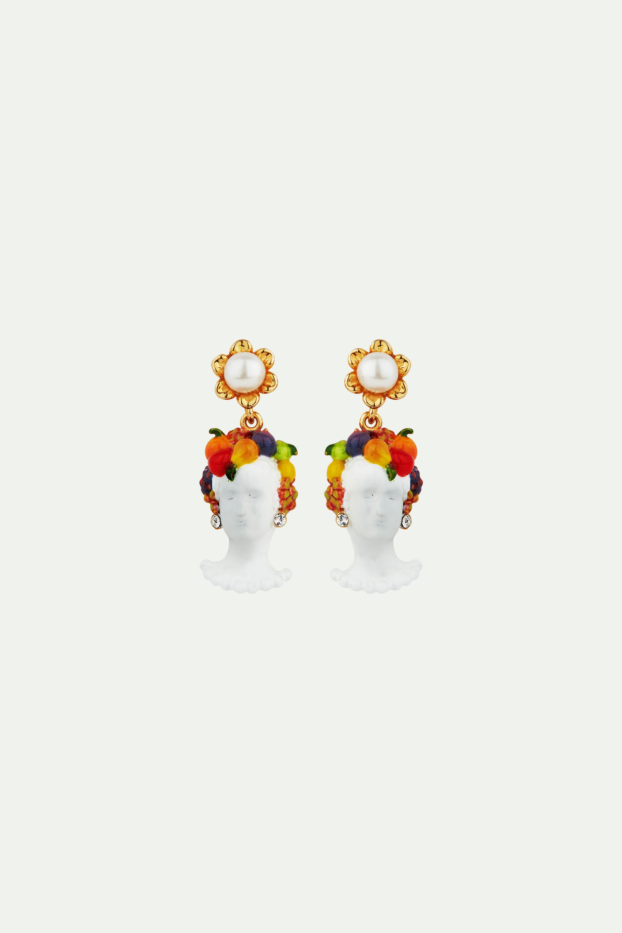 Boucles d'Oreilles Tiges Déesse Pomona et Fruits