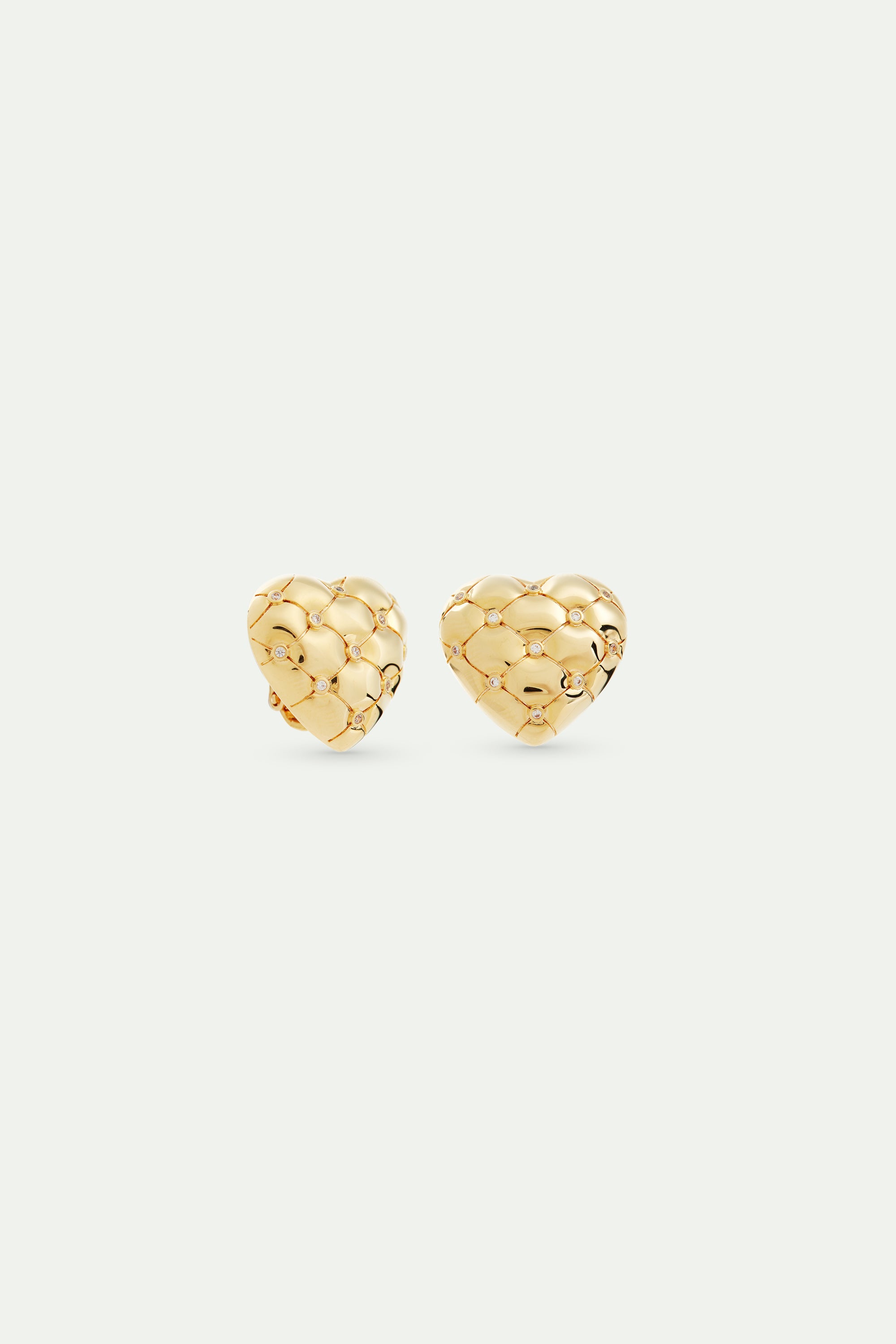 Quilted gold heart and crystal earrings