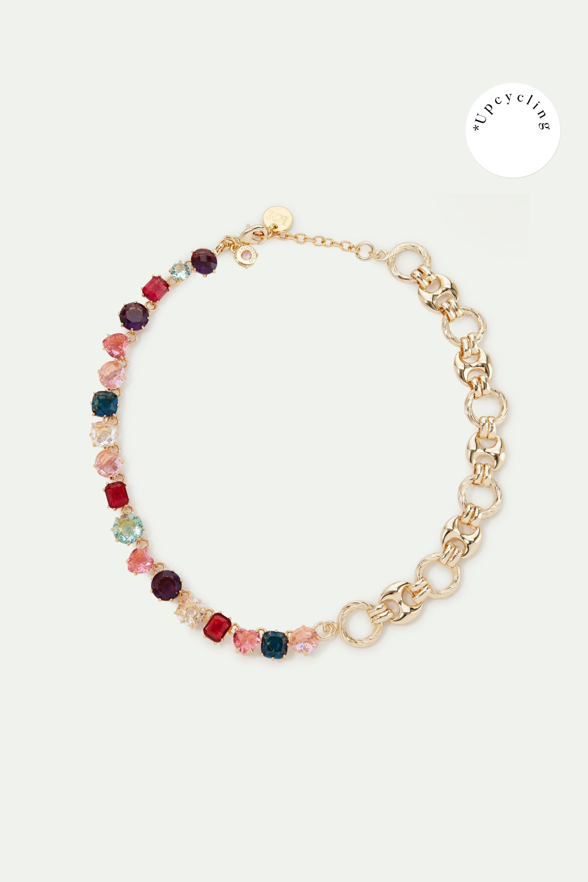 Colourful Diamantine and chain choker necklace