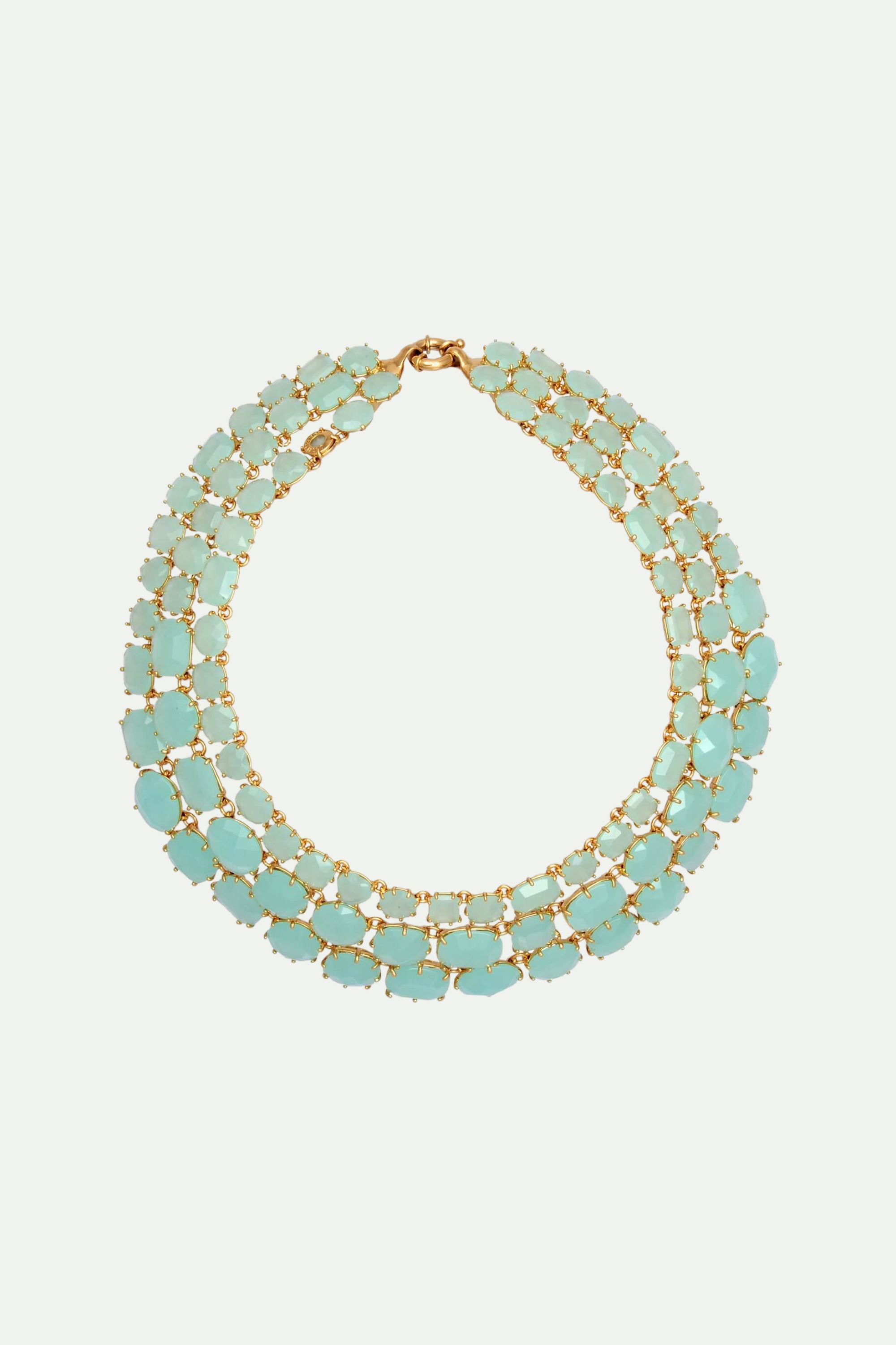 DE LUXE 3 ROWS GREEN NECKLACE