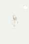 Pink faceted glass and heart crystal single earring