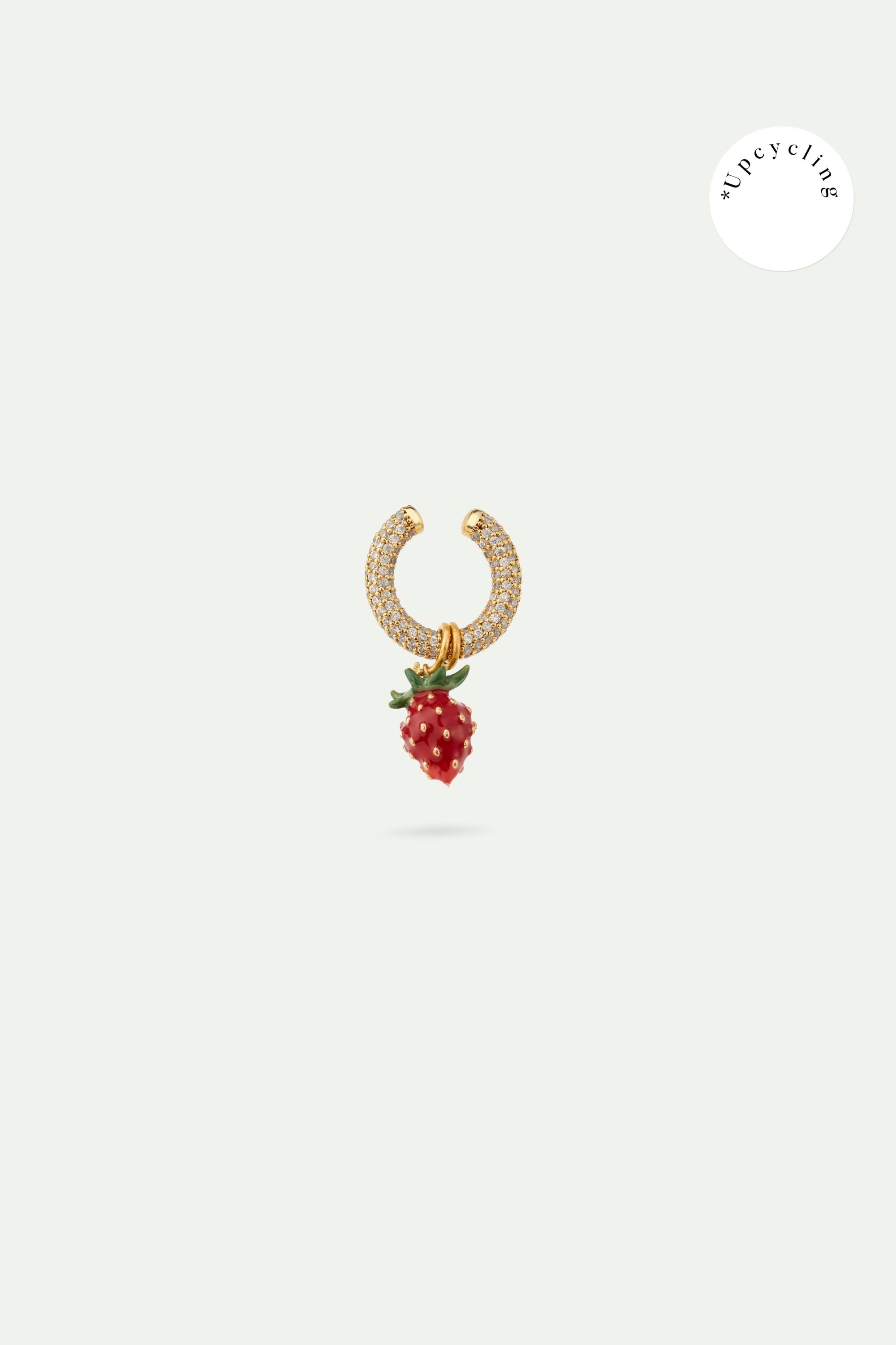 White and strawberry ear cuff