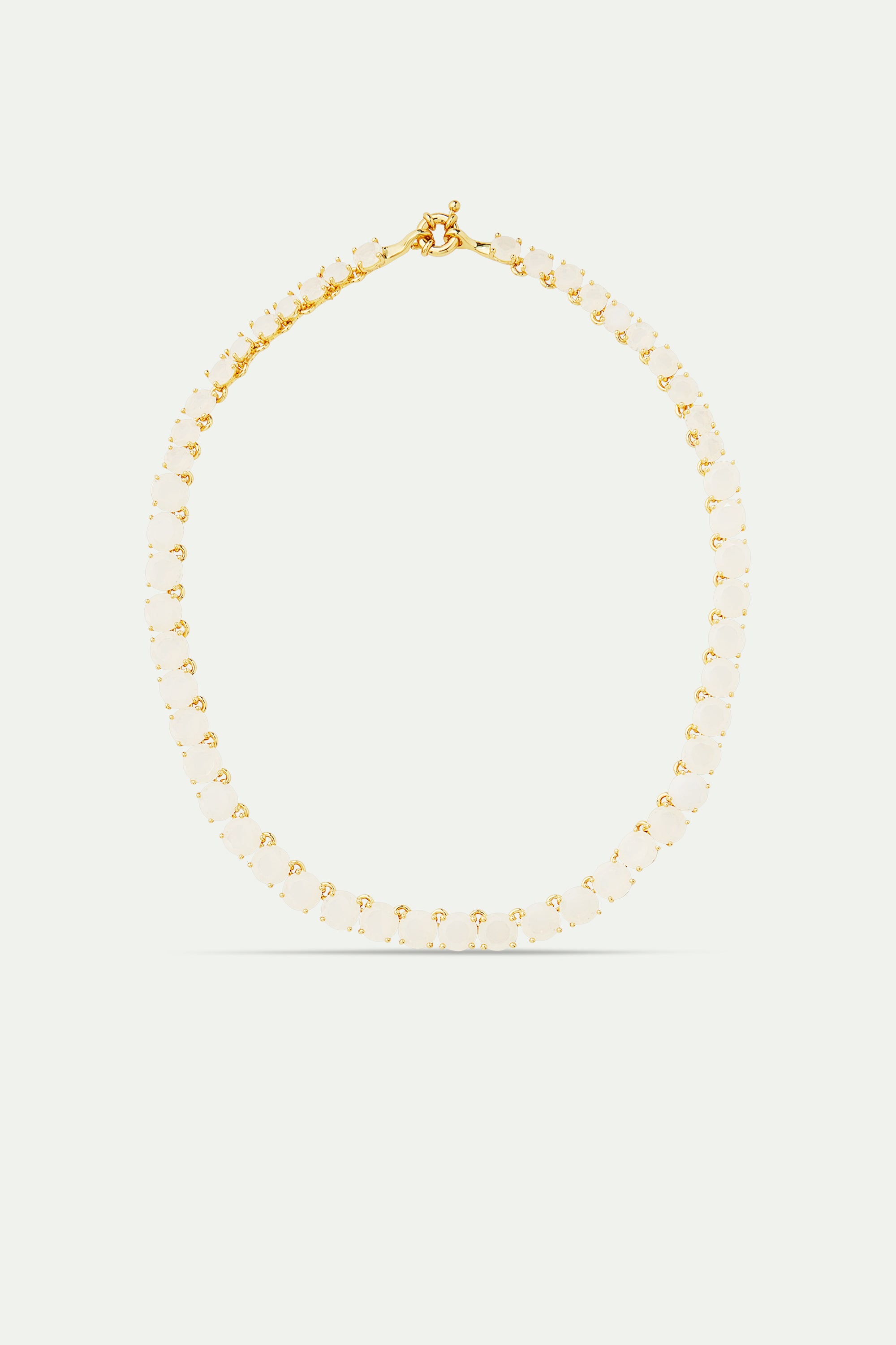 Collier ras de cou pierres rondes La Diamantine blanc opalescent