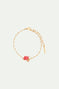 Rose, cultured pearl and stone thin bracelet