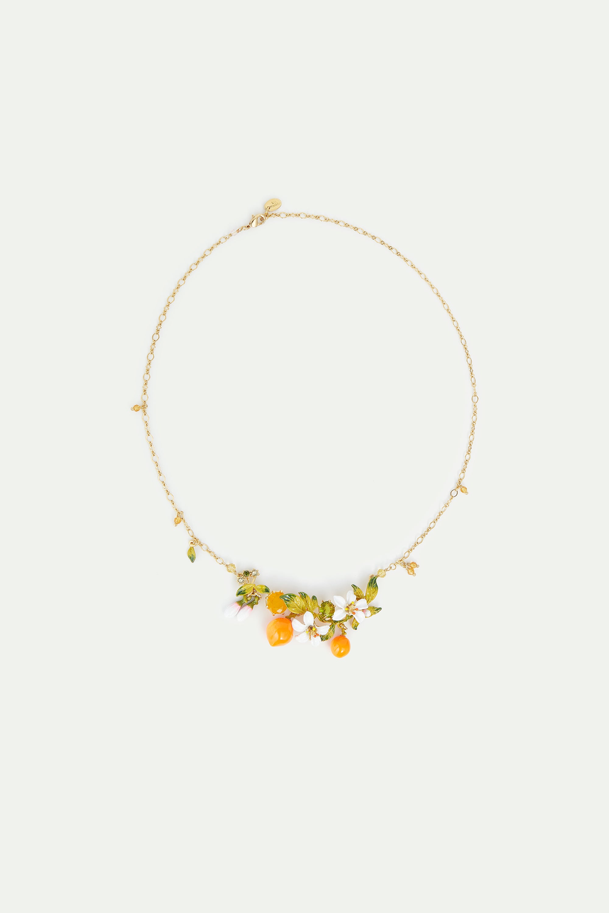 Orange blossoms and oranges collar necklace