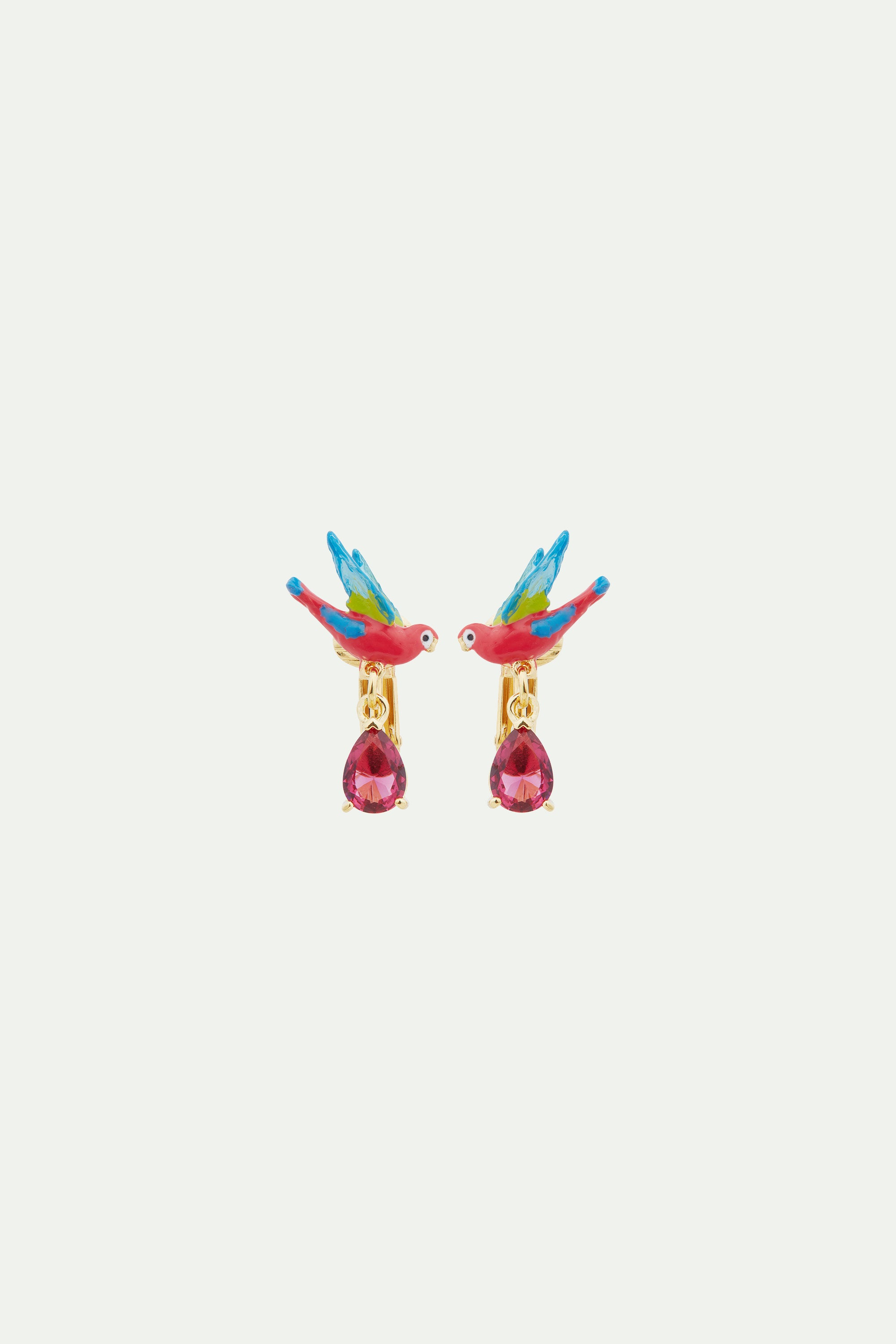 Parrot and faceted glass post earrings