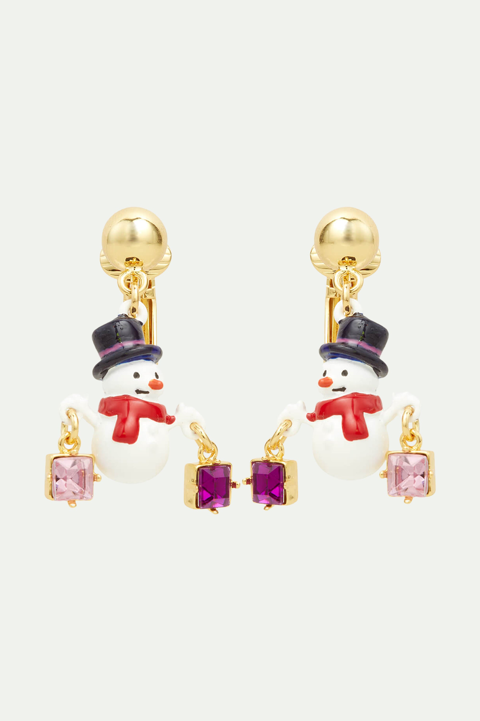 Boucles d'Oreilles Clips Bonhomme de Neige