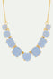 Sky blue diamantine 9 stone fine necklace