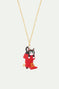 Collier pendentif chat charmant dans sa botte rouge