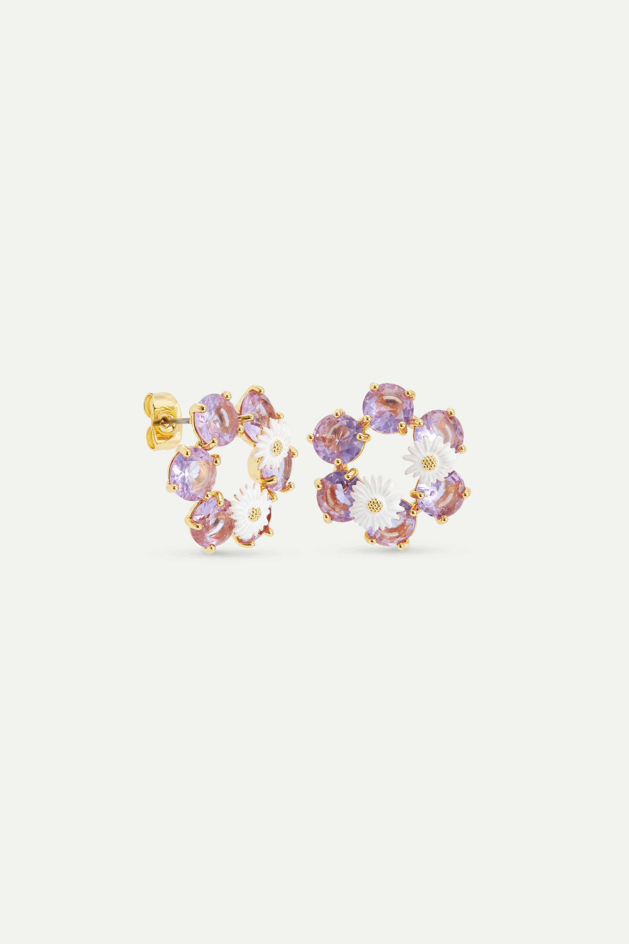 Boucles d'oreilles six pierres La Diamantine lavande et marguerites