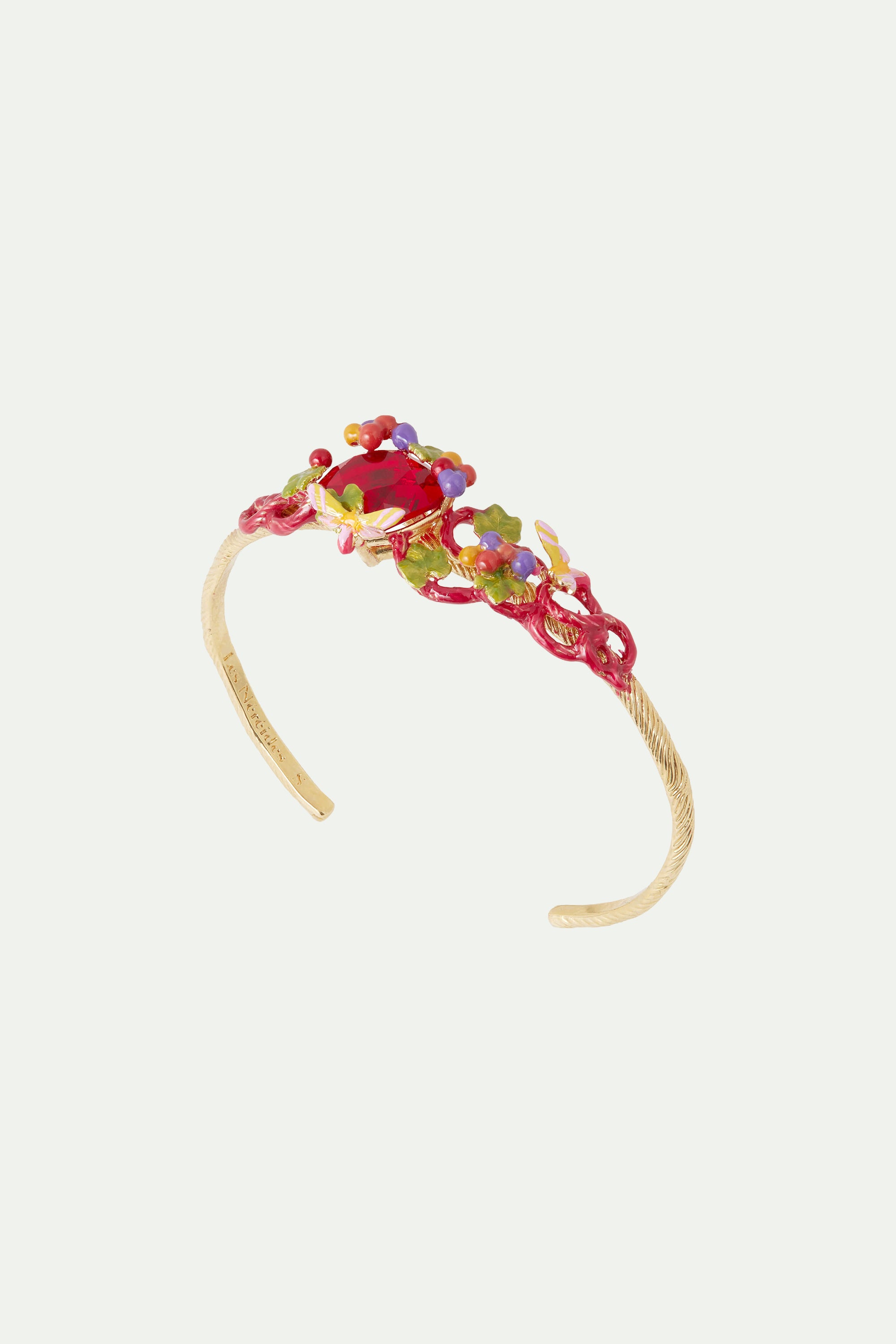 Grapes, vine leaf and butterfly bangle bracelet
