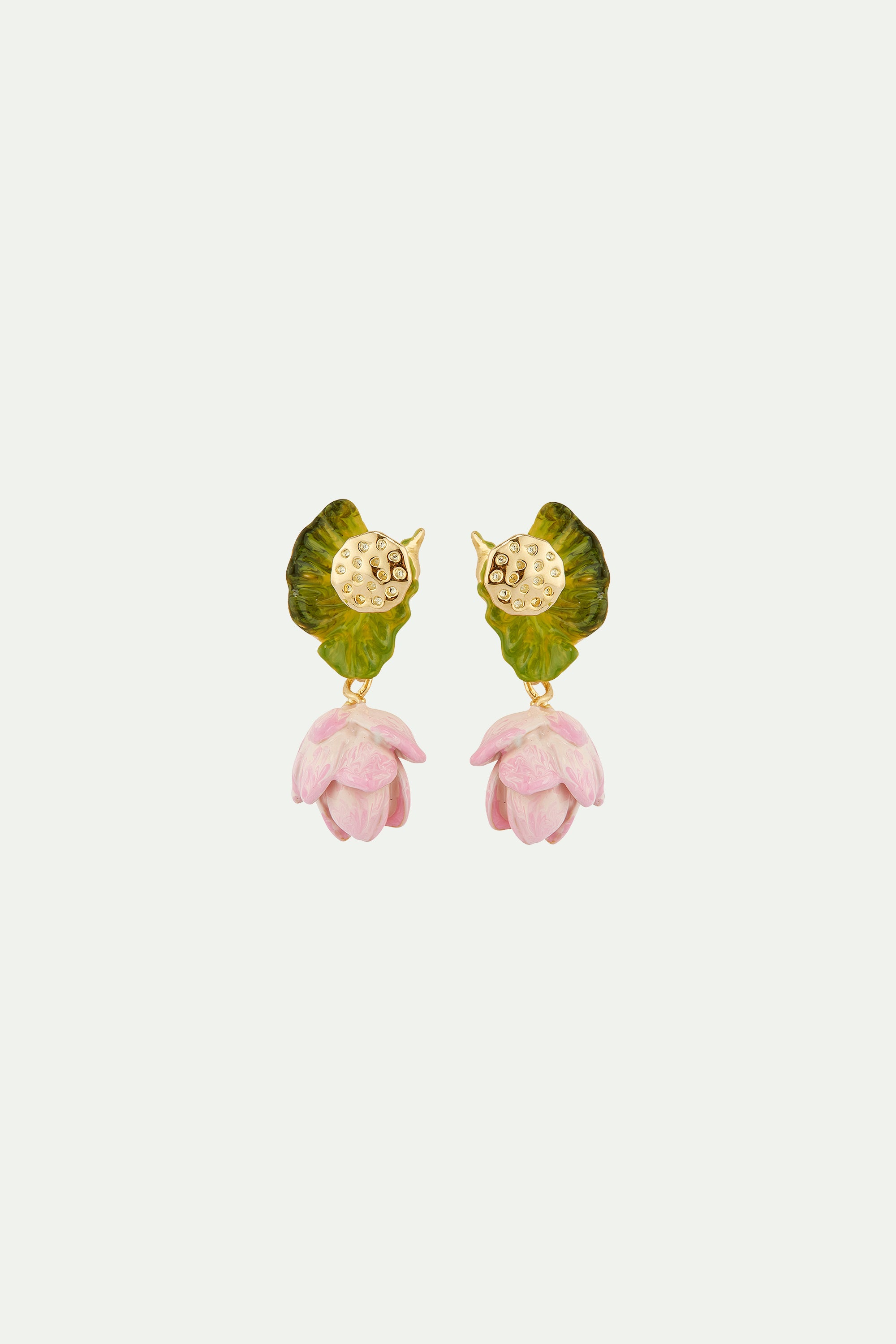 Boucles d'Oreilles Tiges Fleur de Lotus et Nénuphar