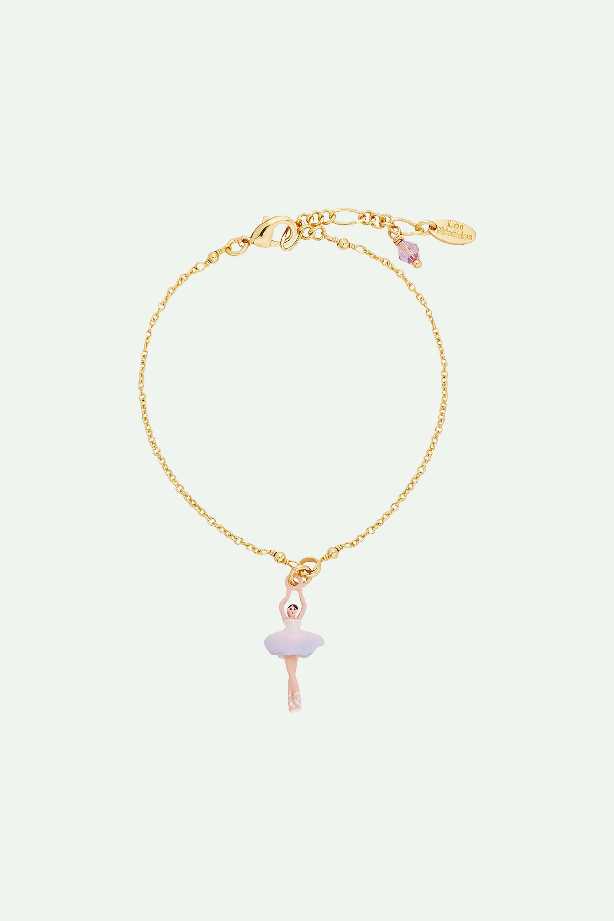 Bracelet fin mini ballerine lilas et blanc