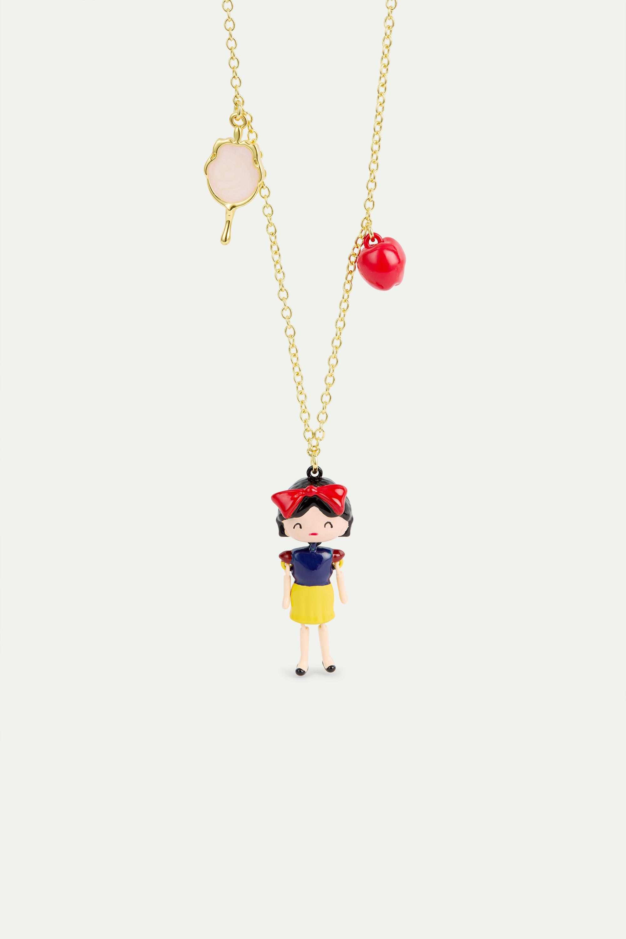 Collier pendentif Blanche-Neige, pomme et miroir