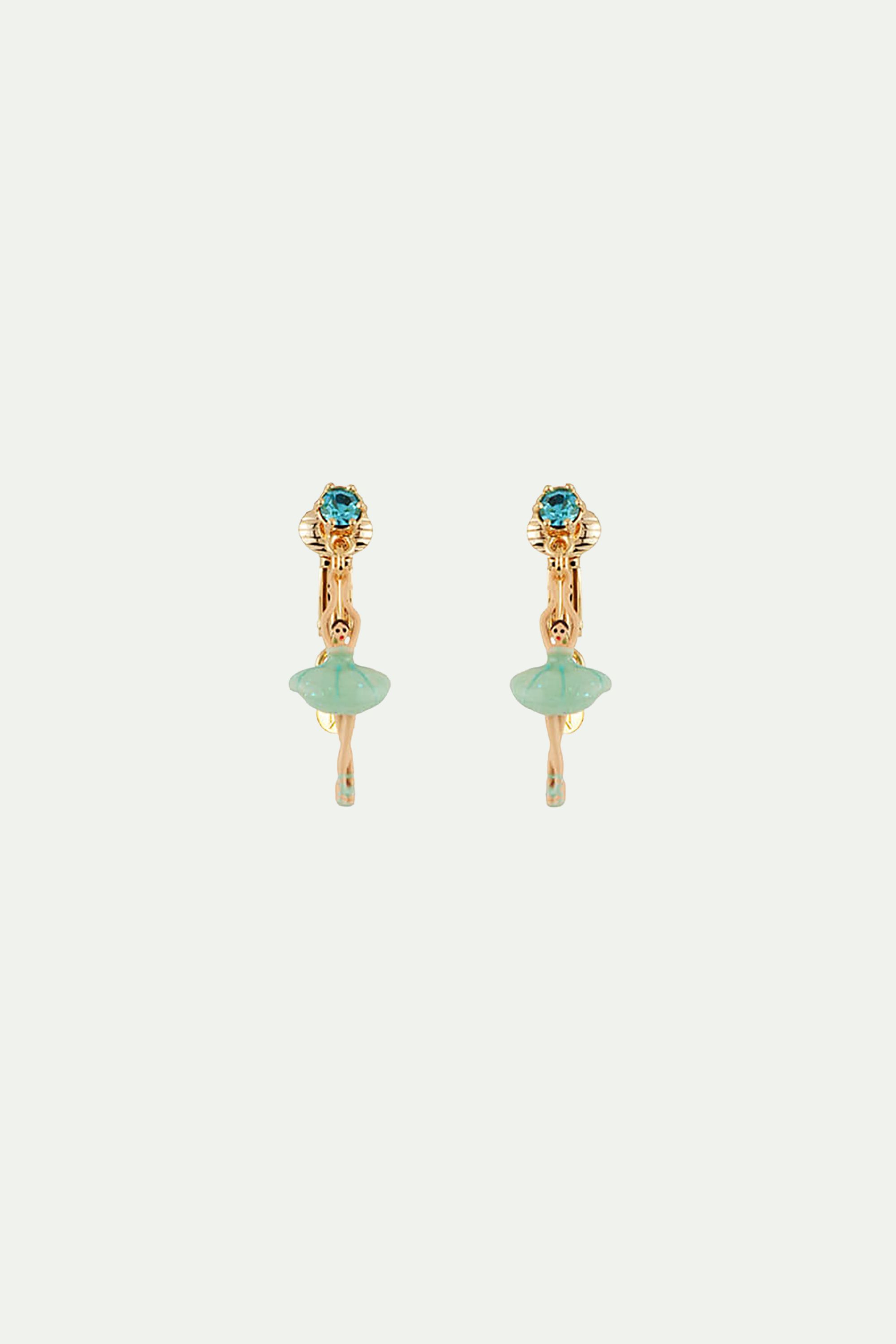 Earrings featuring mini ballerina in a blue tutu