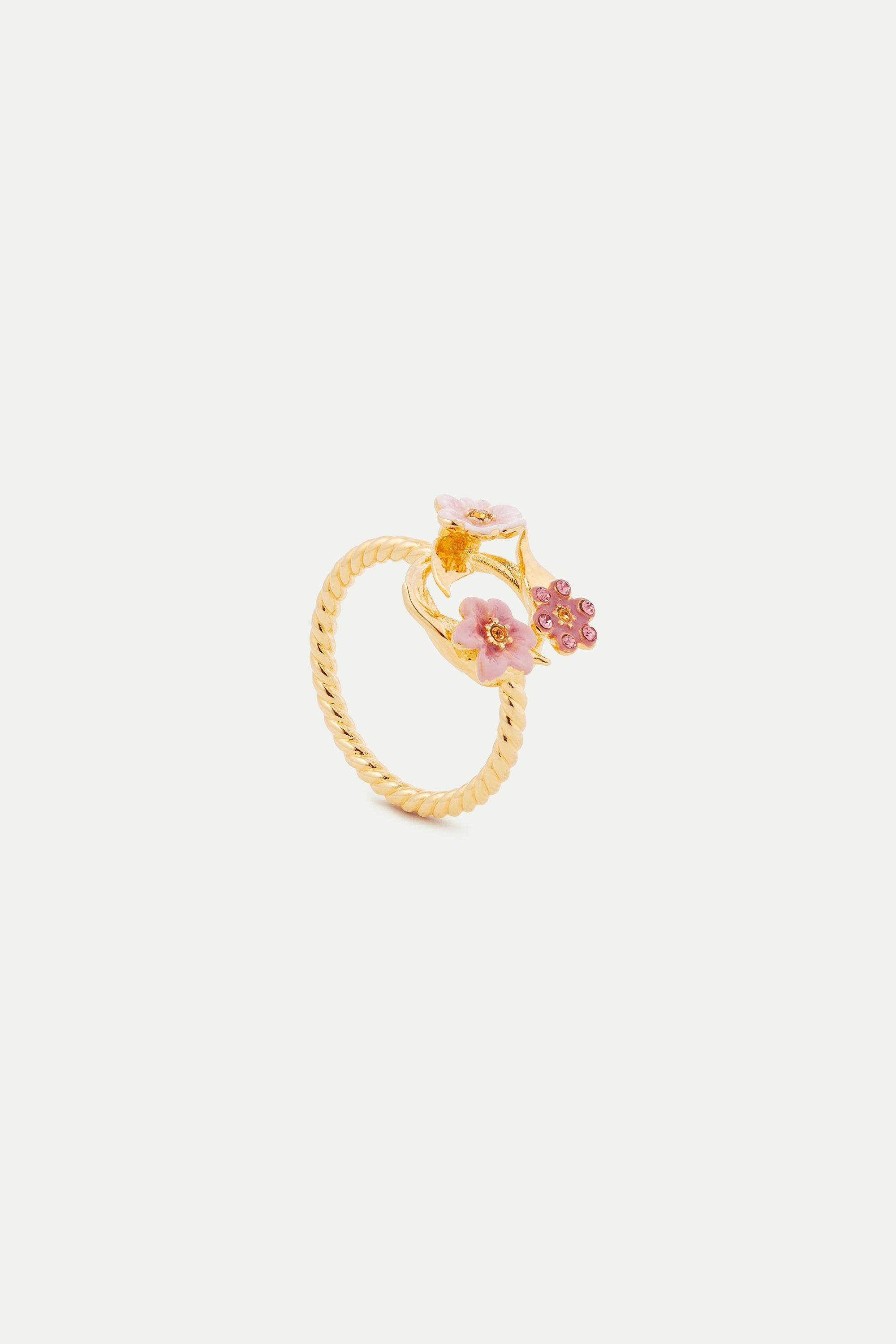 Bague fine couronne de fleurs de jasmins roses