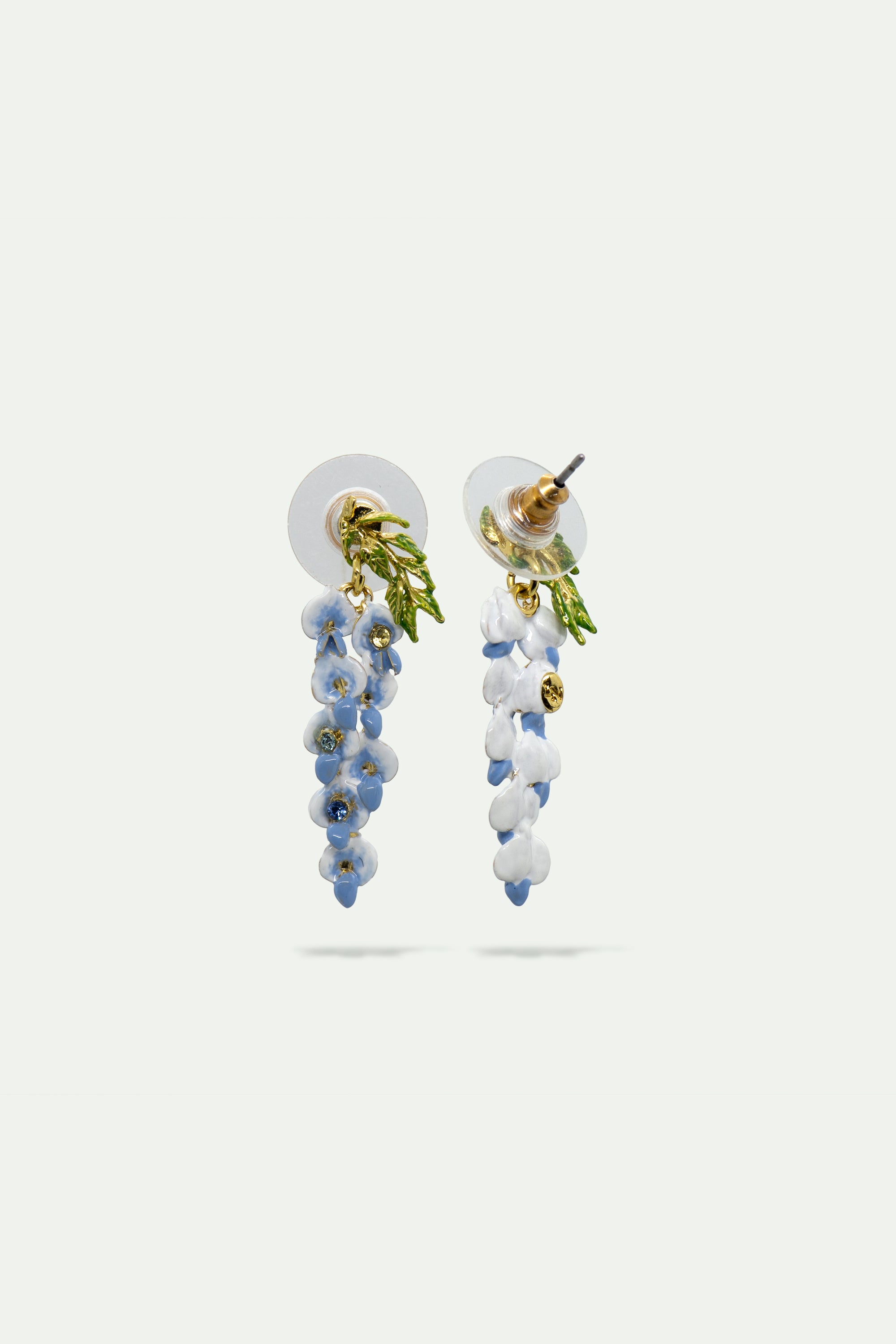 Boucles d'oreilles fleurs de glycines et cristaux