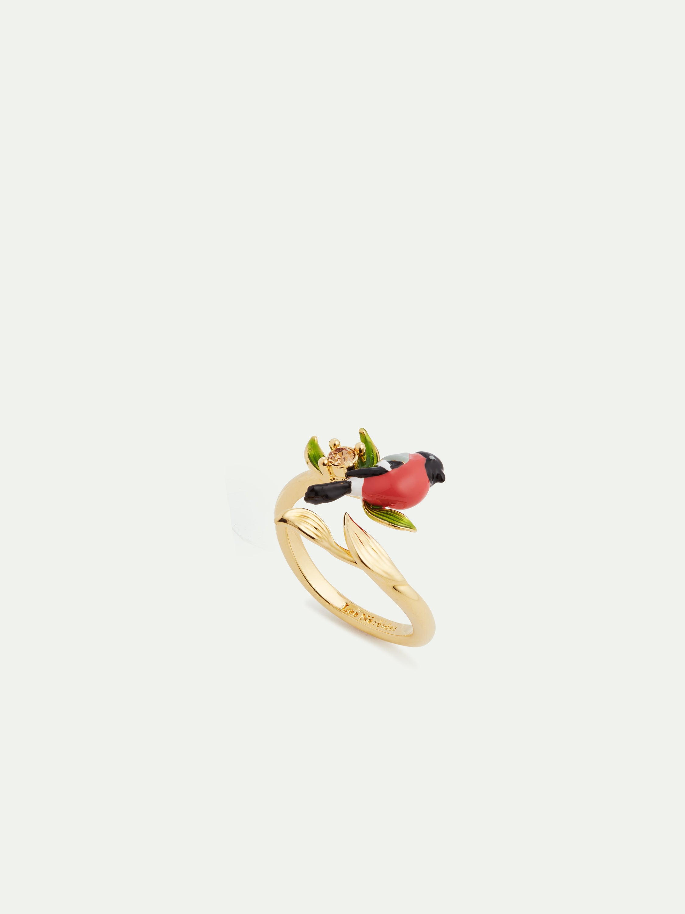 Bullfinch and crystal adjustable ring