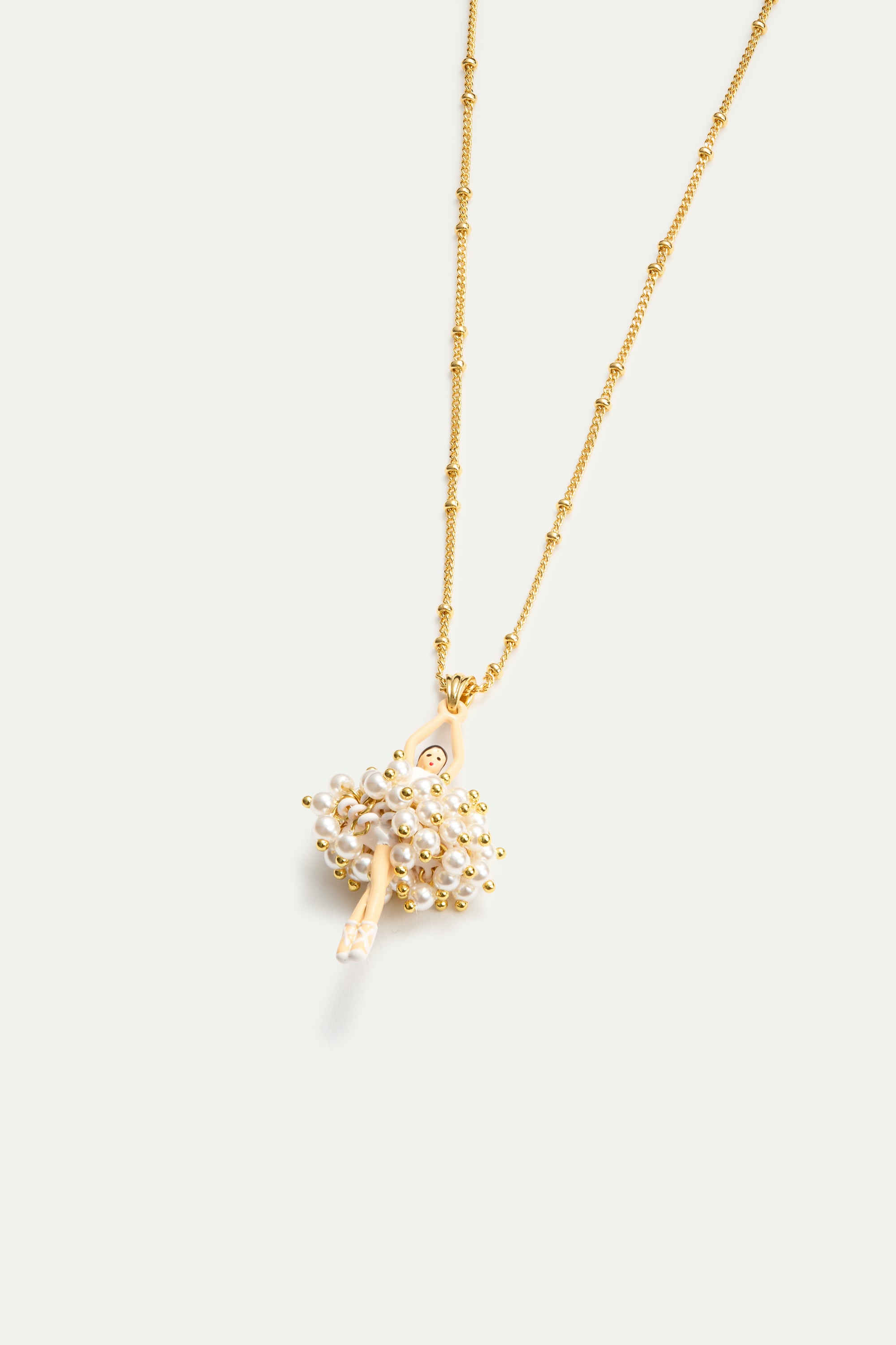 White and gold ballerina pendant necklace