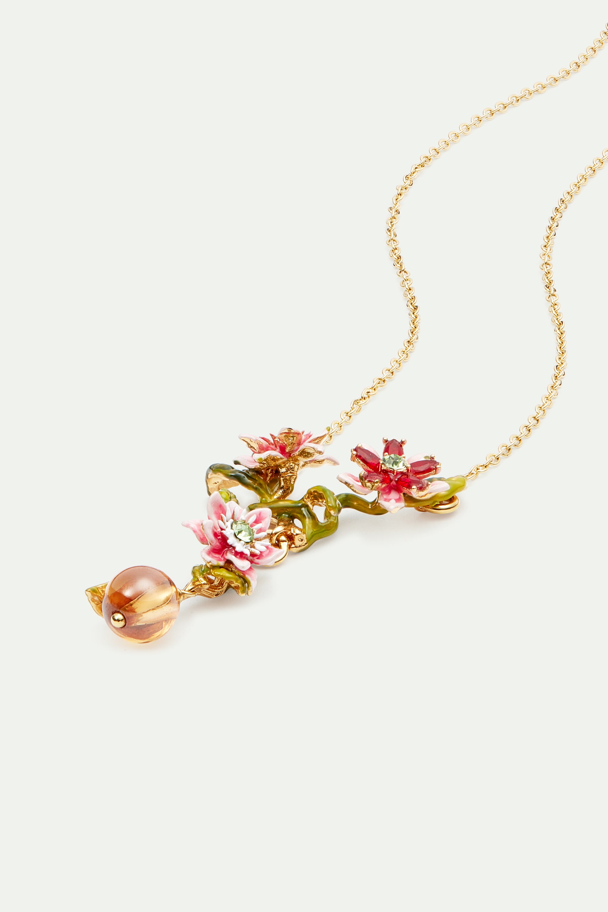 Collier fleurs de Passifore et perle de verre