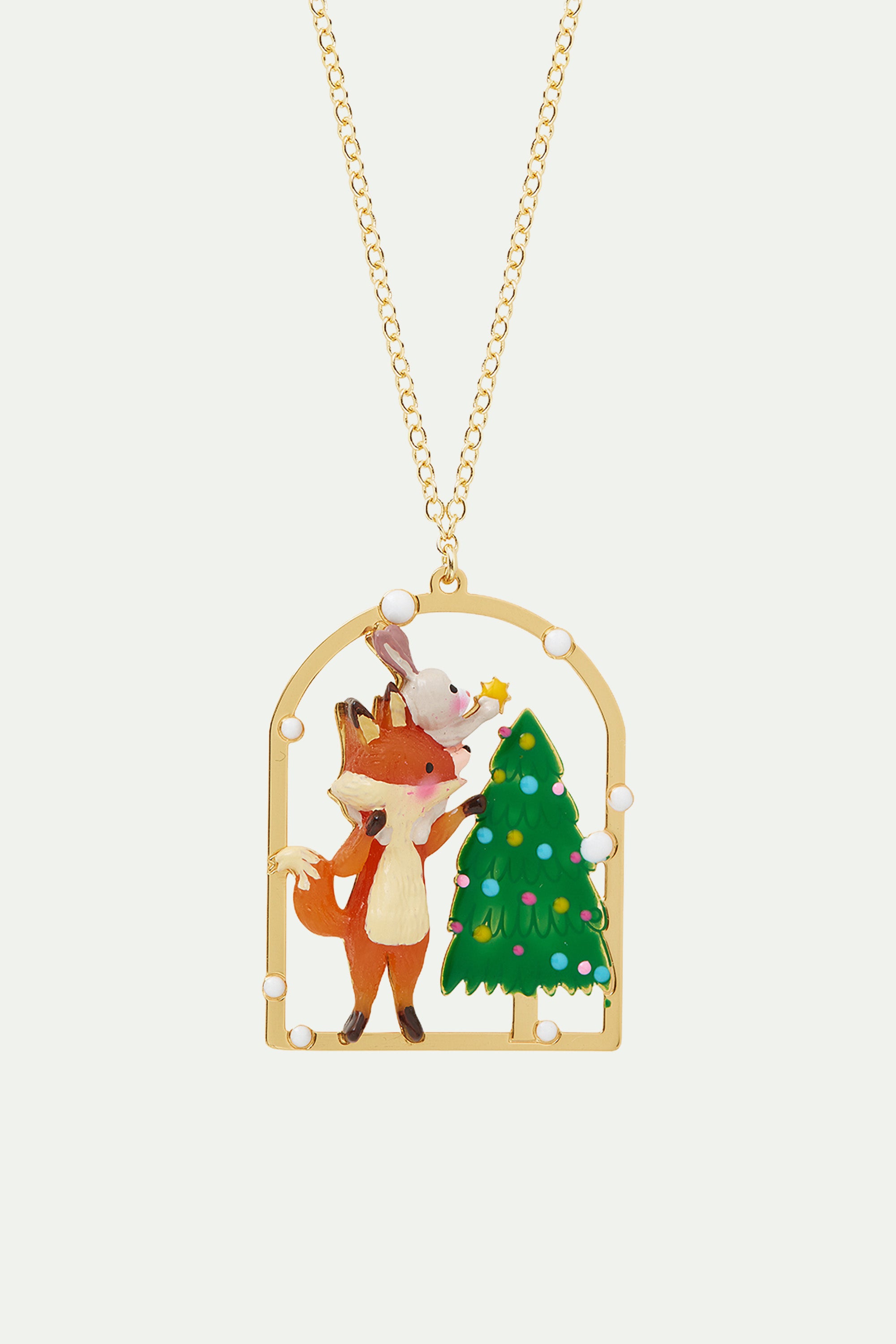 Collier Pendentif Lapin, Renard et Sapin de Noël