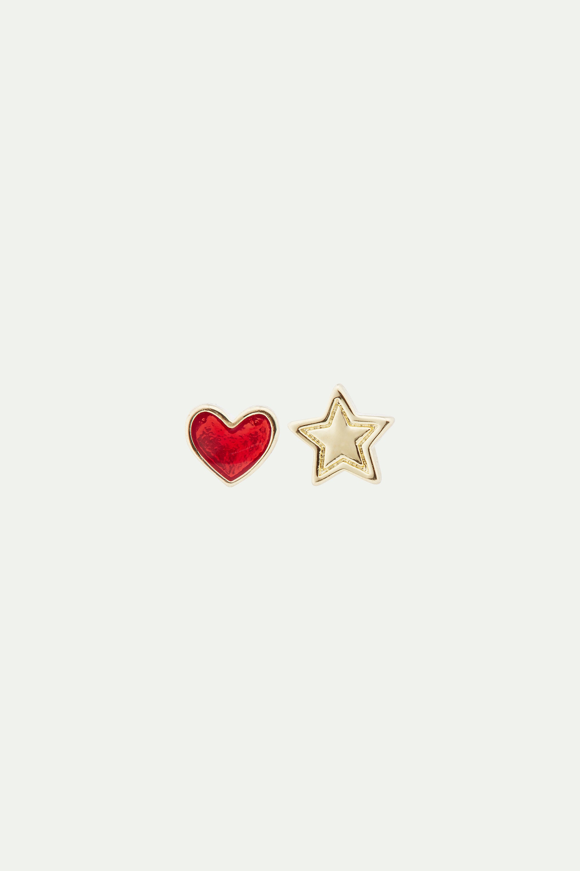 Pendientes bolitas asimétricos corazón y estrella