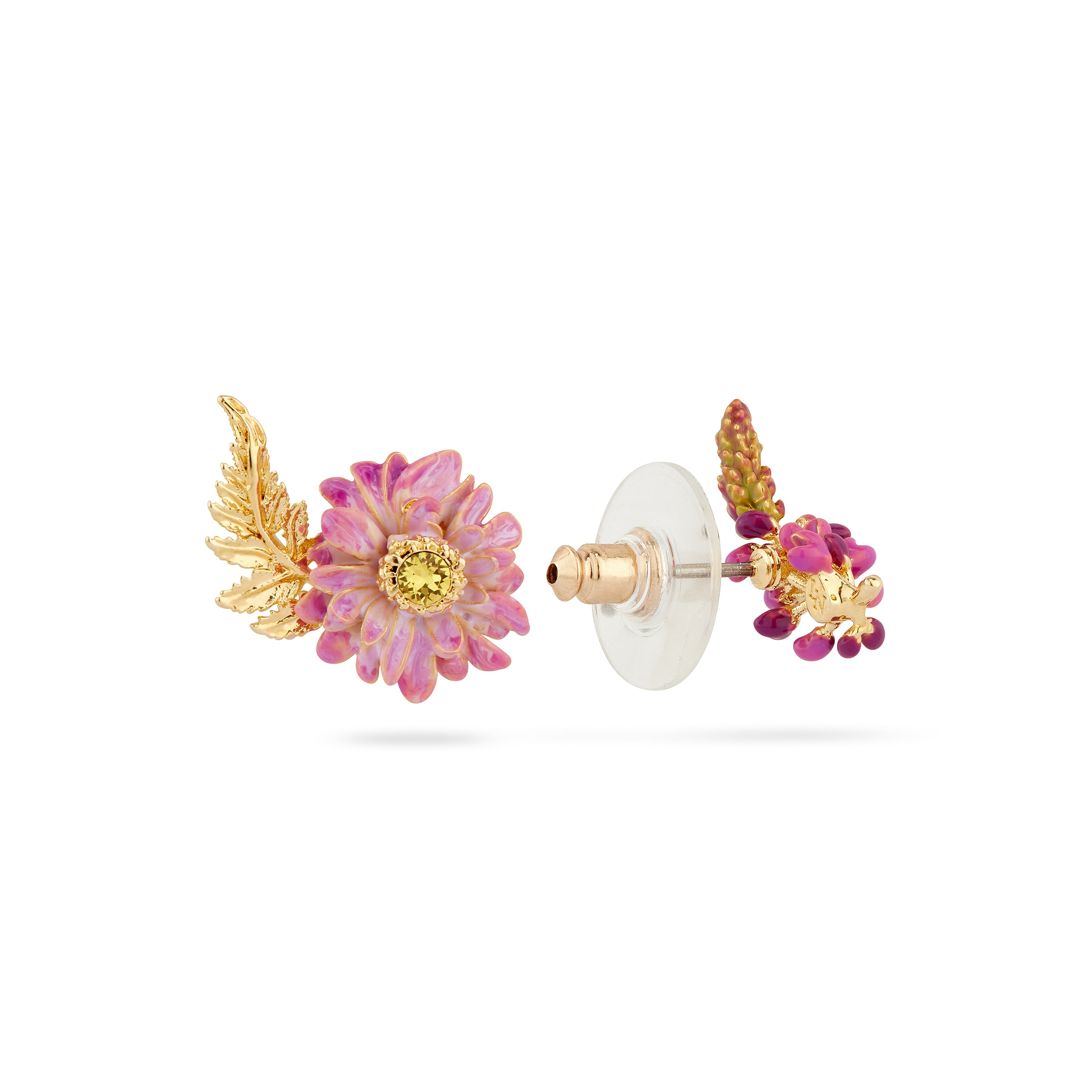 Boucles d'oreilles asymétriques tiges Aster et Lupin