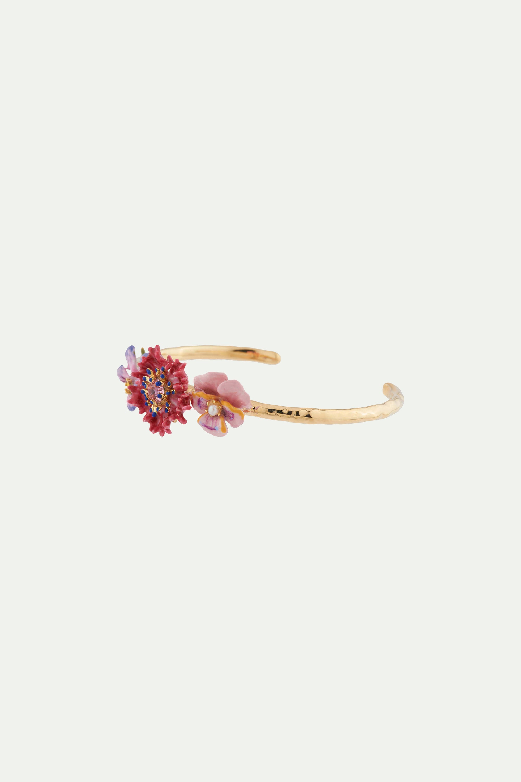 Violet, carnation and pansy bangle bracelet