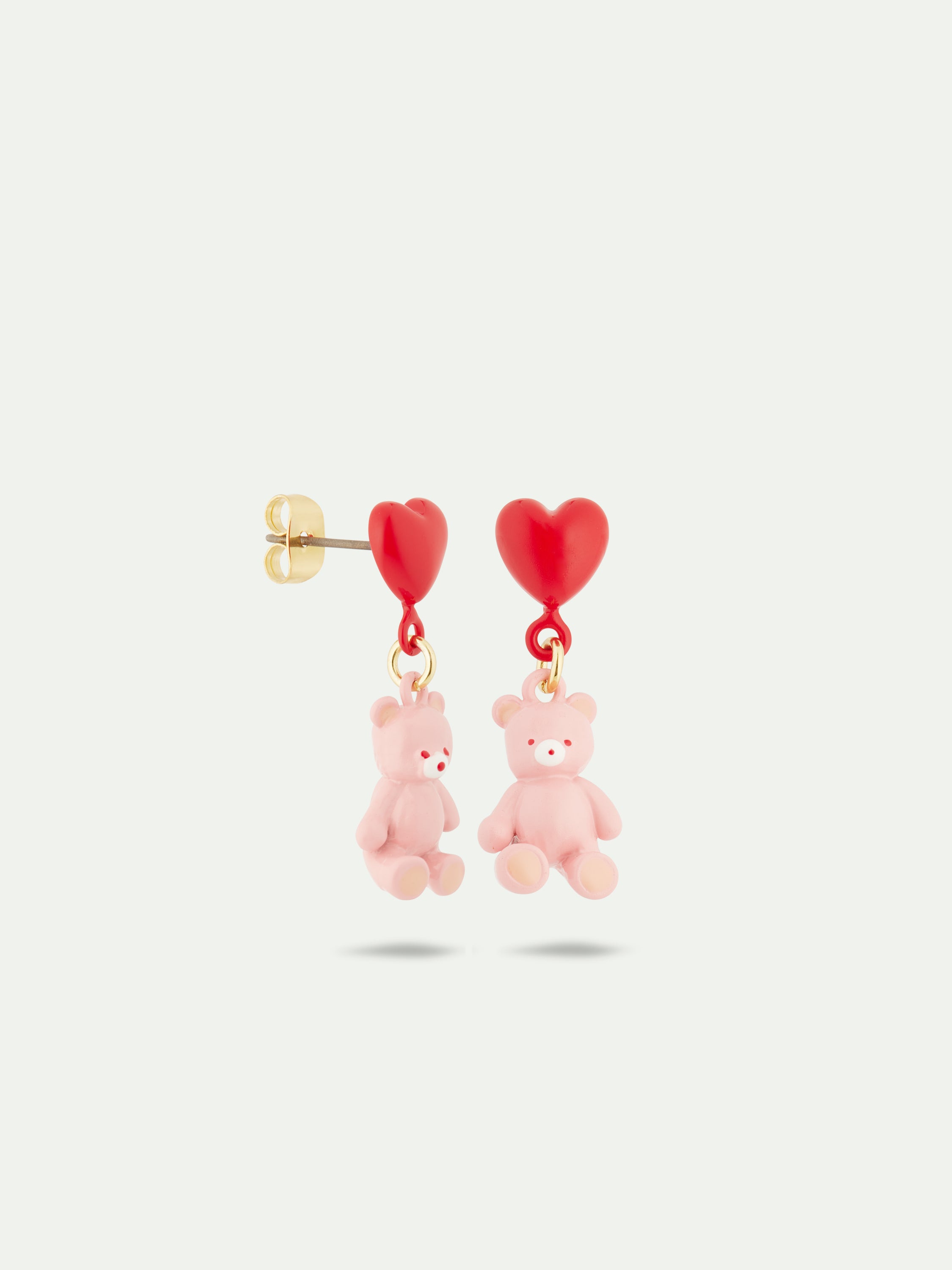 Teddy bear and heart balloon earrings