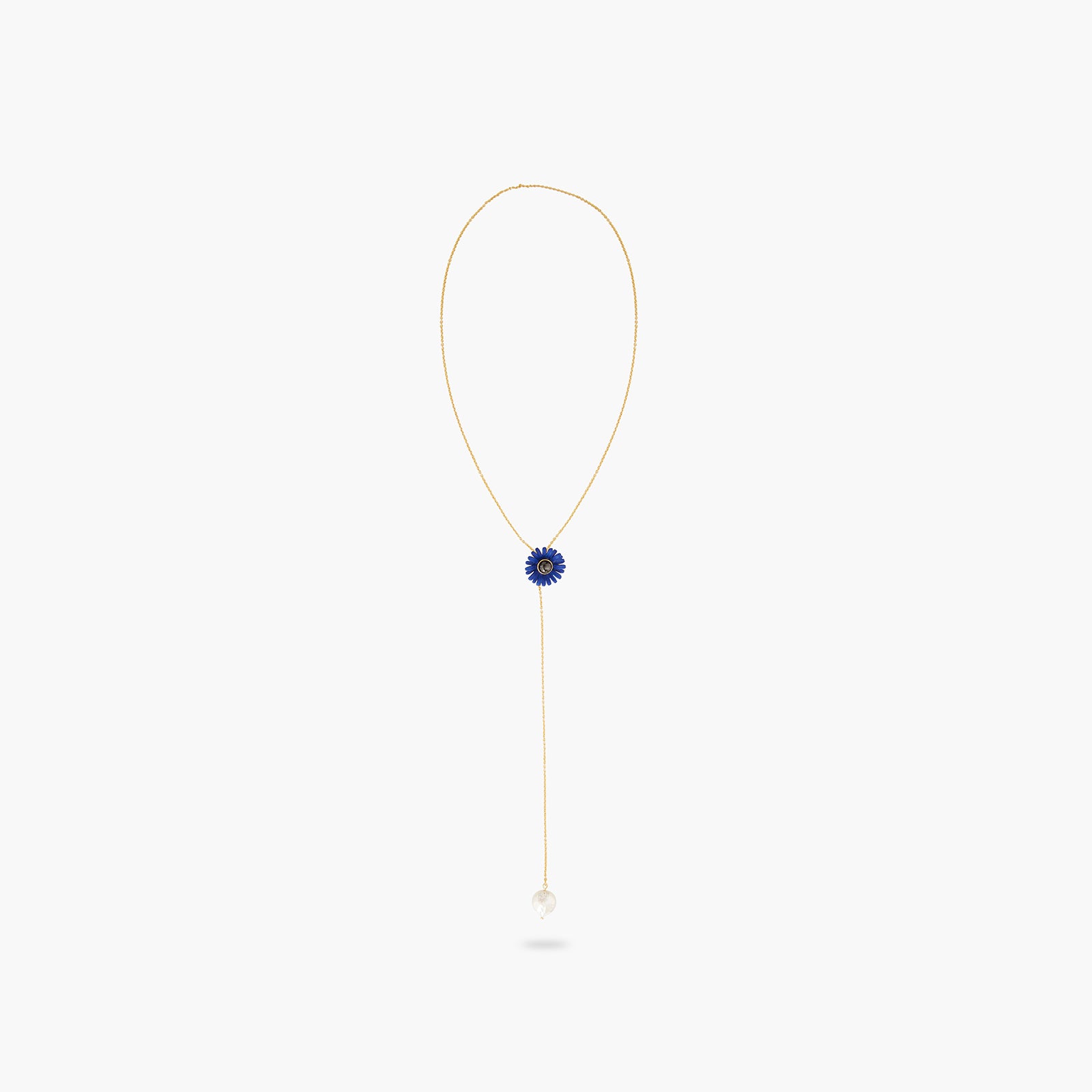 Collier pendentif gerbera bleu cobalt