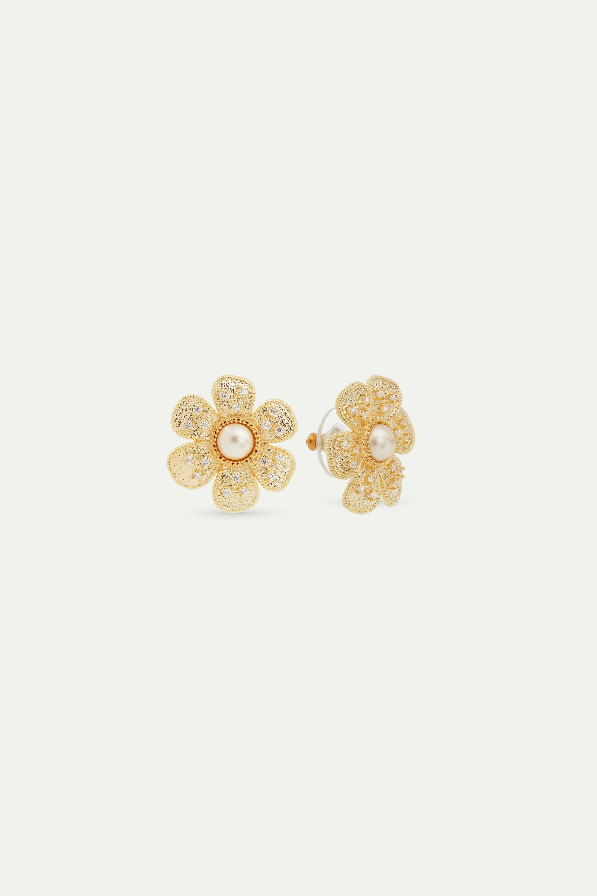 Boucles d'oreilles tiges fleur en laiton doré