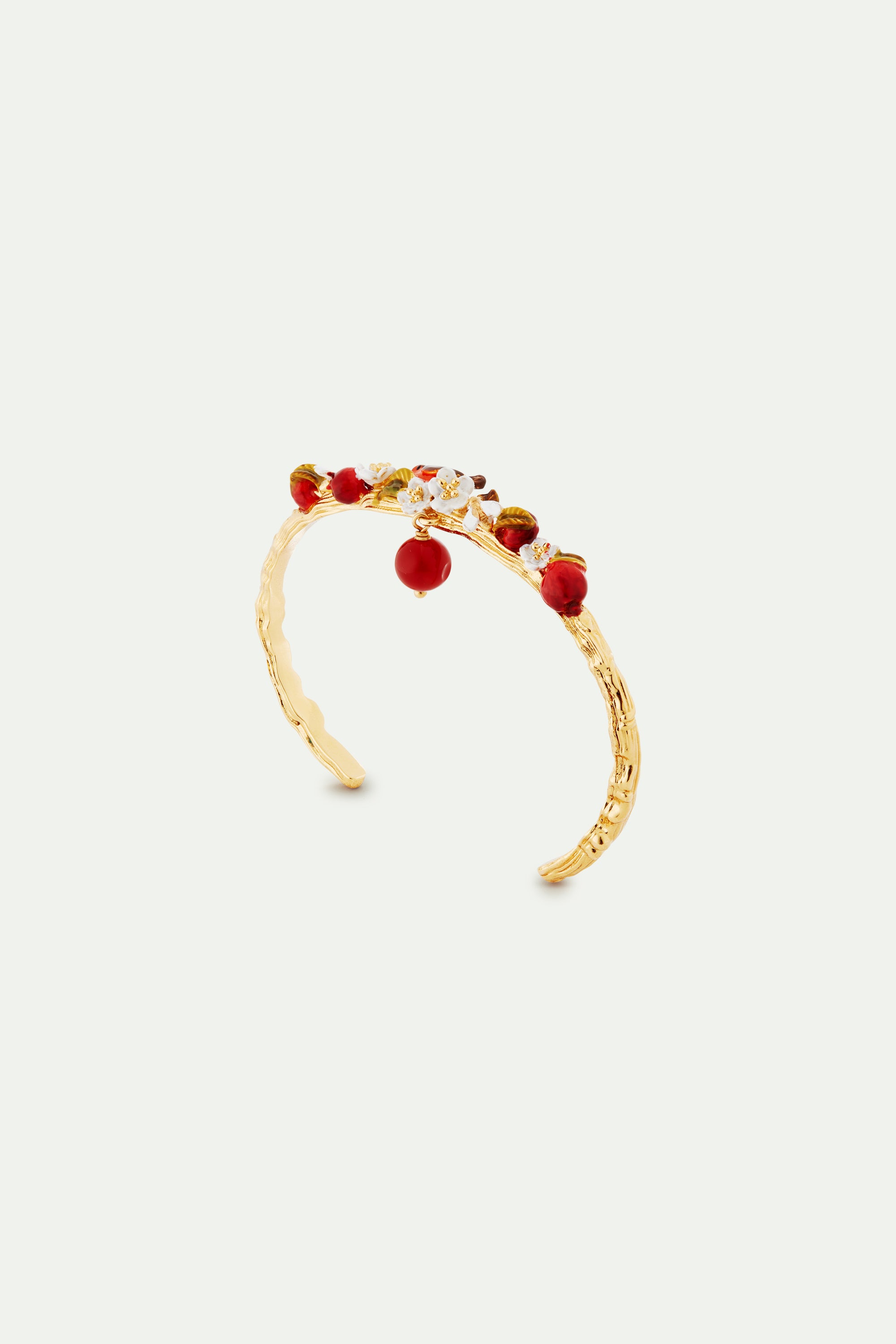 Pulsera rígida manzana, petirrojo, abeja y flores de manzano