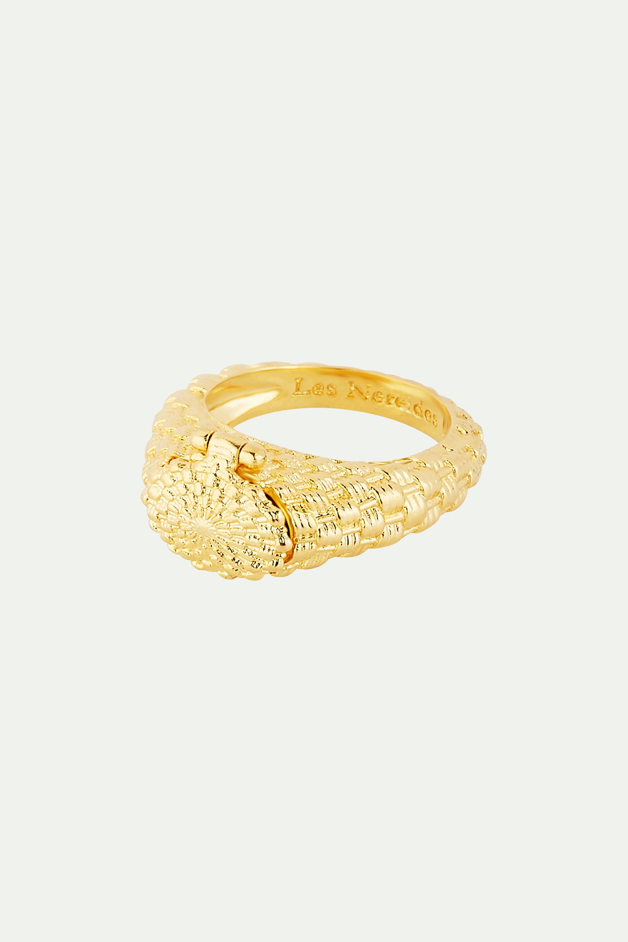 Poppy flowers and woven basket secret ring