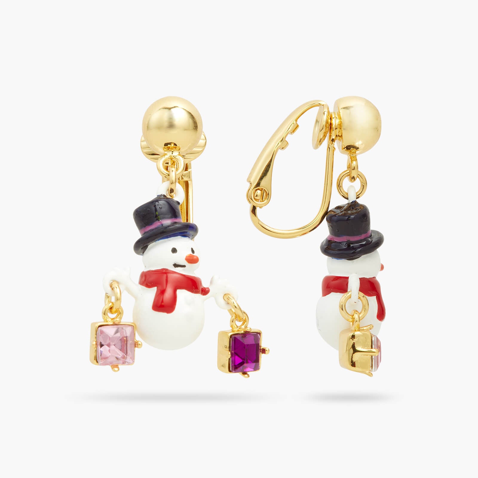 Boucles d'Oreilles Clips Bonhomme de Neige