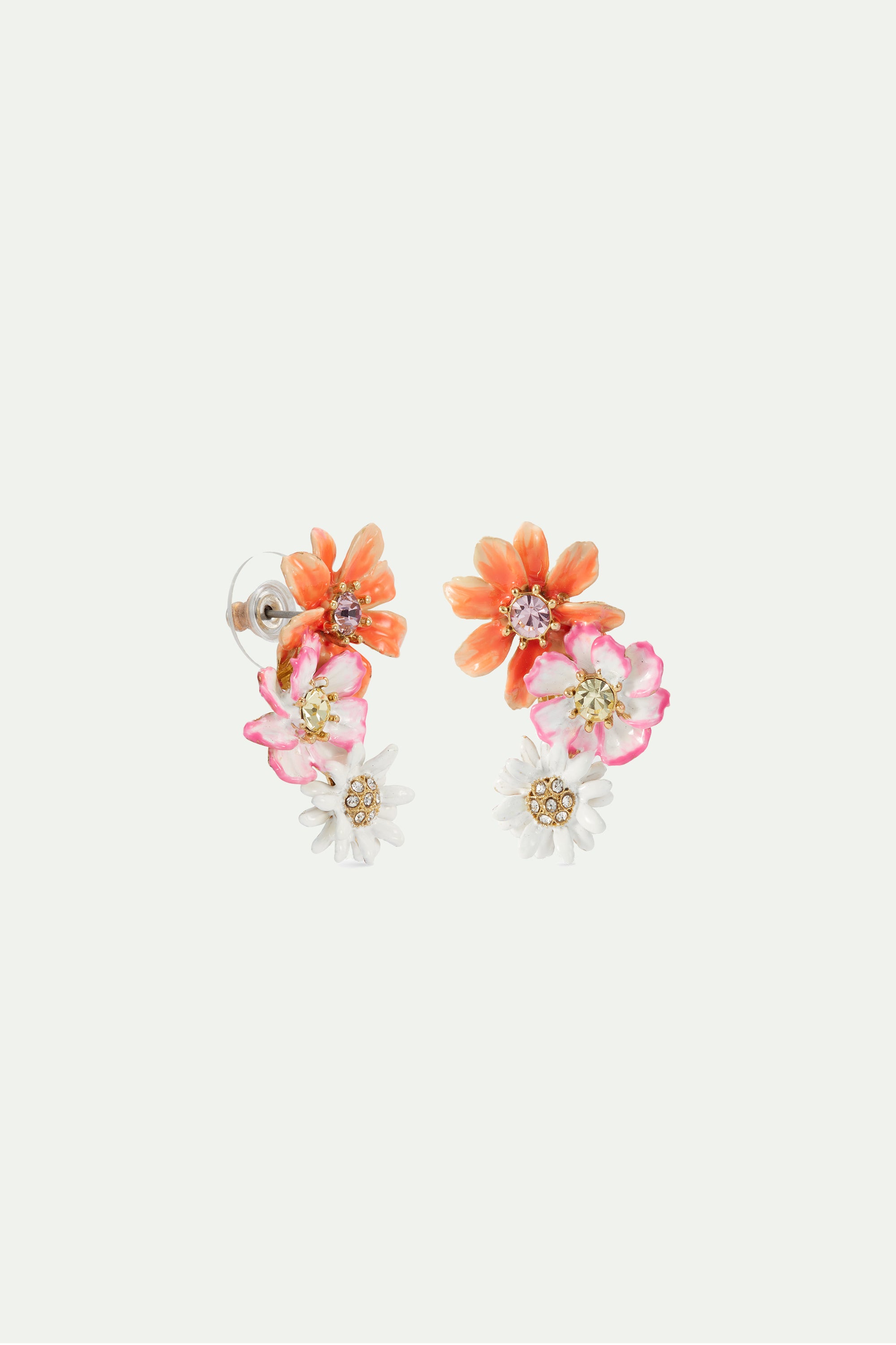 Daisy and zinnia flower earrings