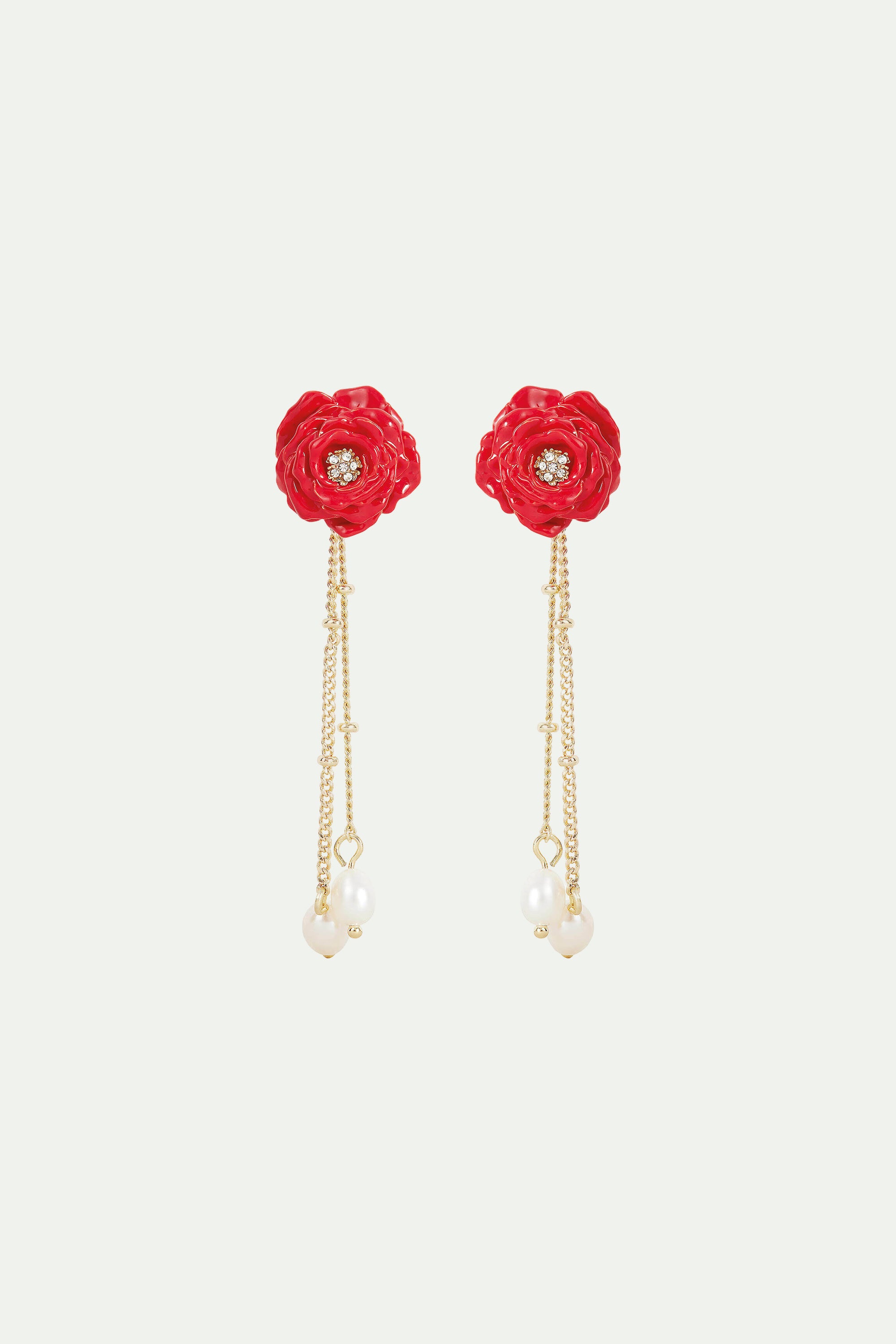 Boucles d'Oreilles Tiges Rose Rouge