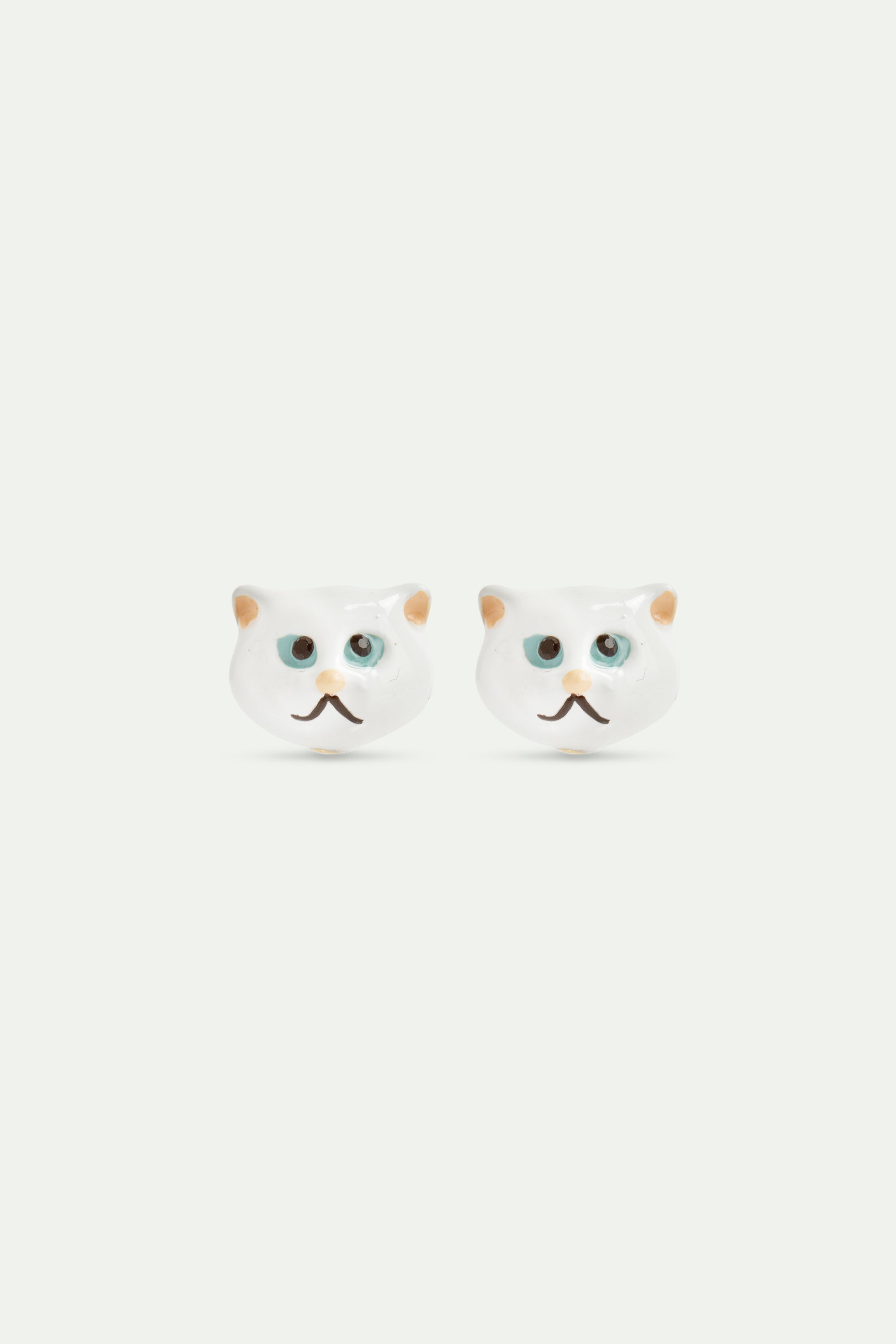 White cat head post earrings