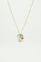 Collier pendentif Tour Eiffel, moineau et rose